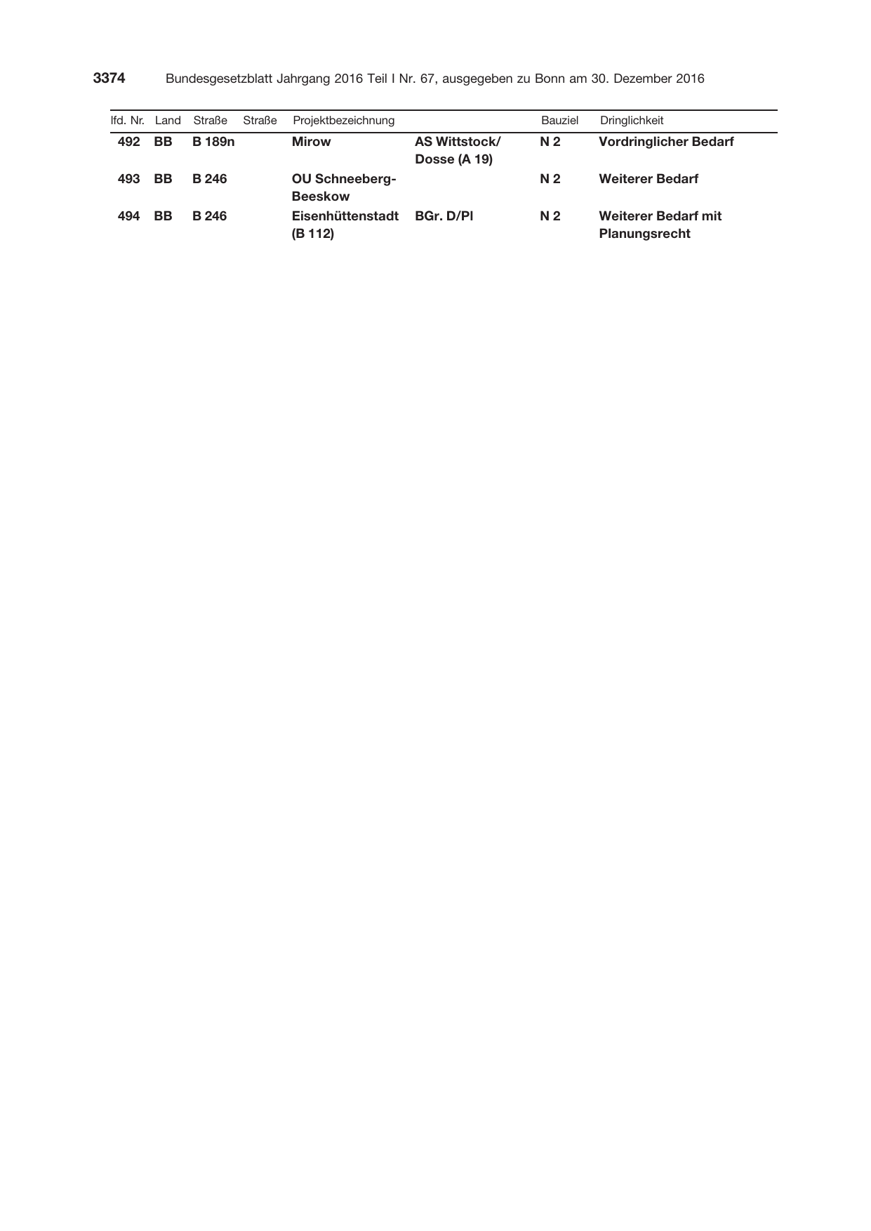 BGBl. 2016, Seite 3374 — Originalseite als Abbildung
