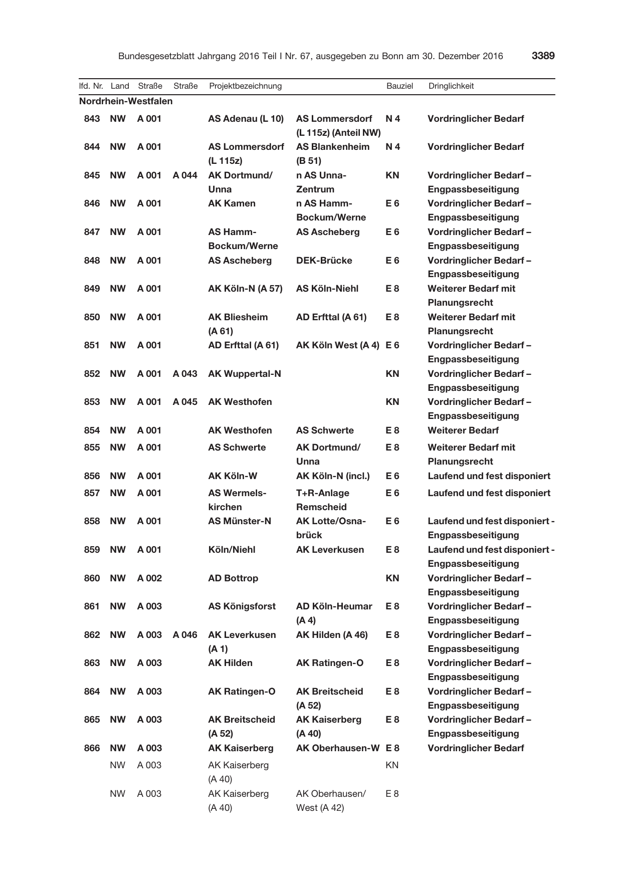 BGBl. 2016, Seite 3389 — Originalseite als Abbildung