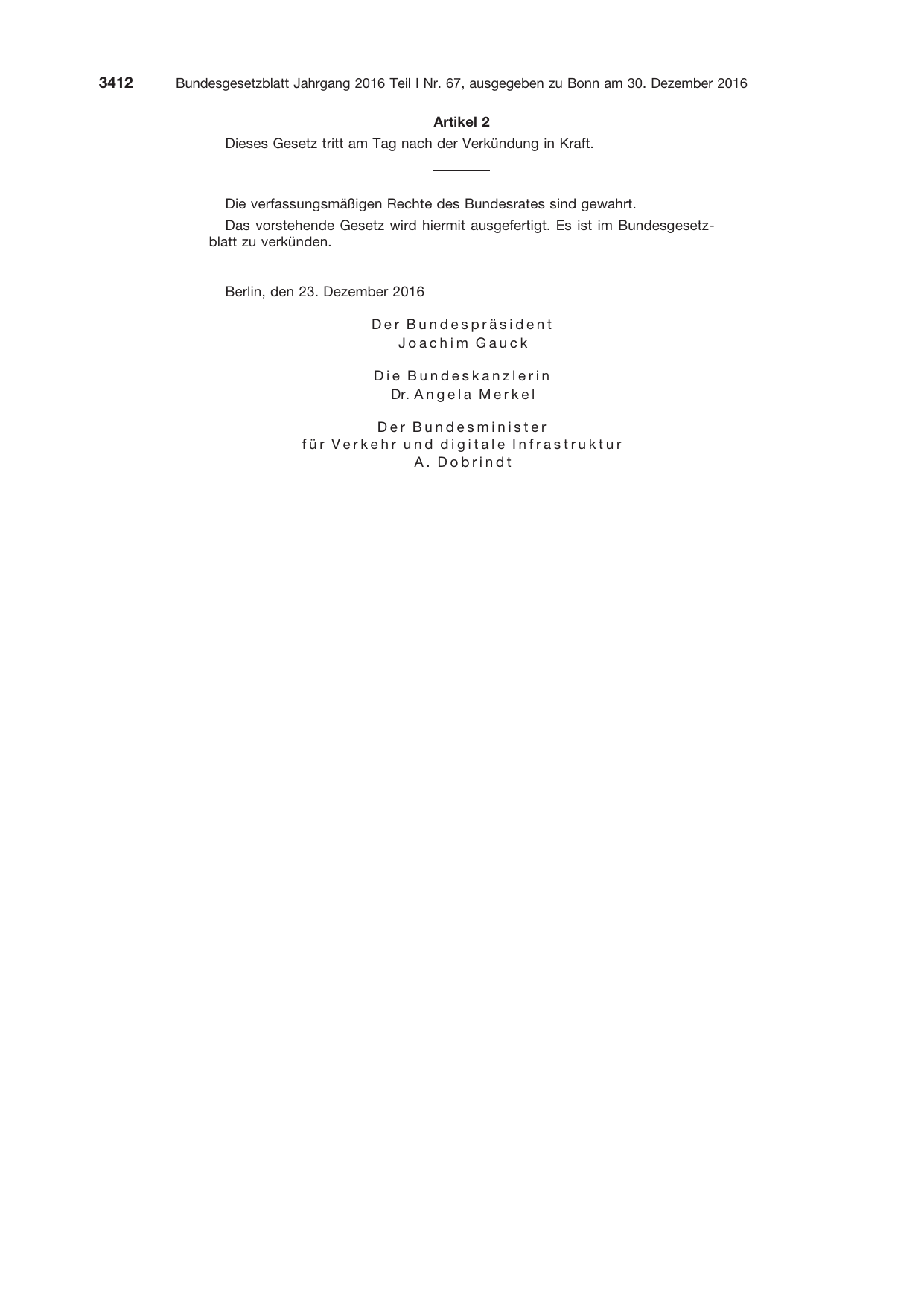 BGBl. 2016, Seite 3412 — Originalseite als Abbildung