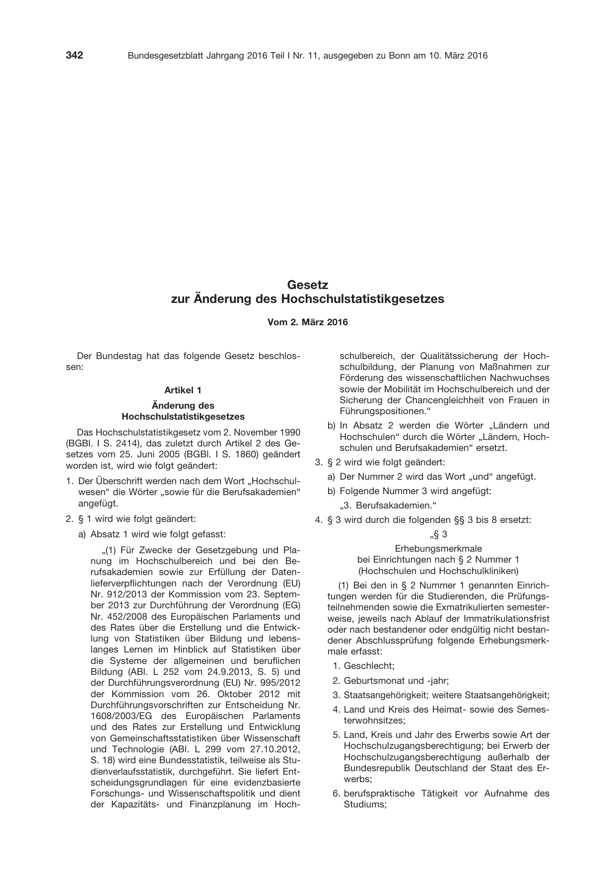 BGBl. 2016, Seite 342 — Originalseite als Abbildung