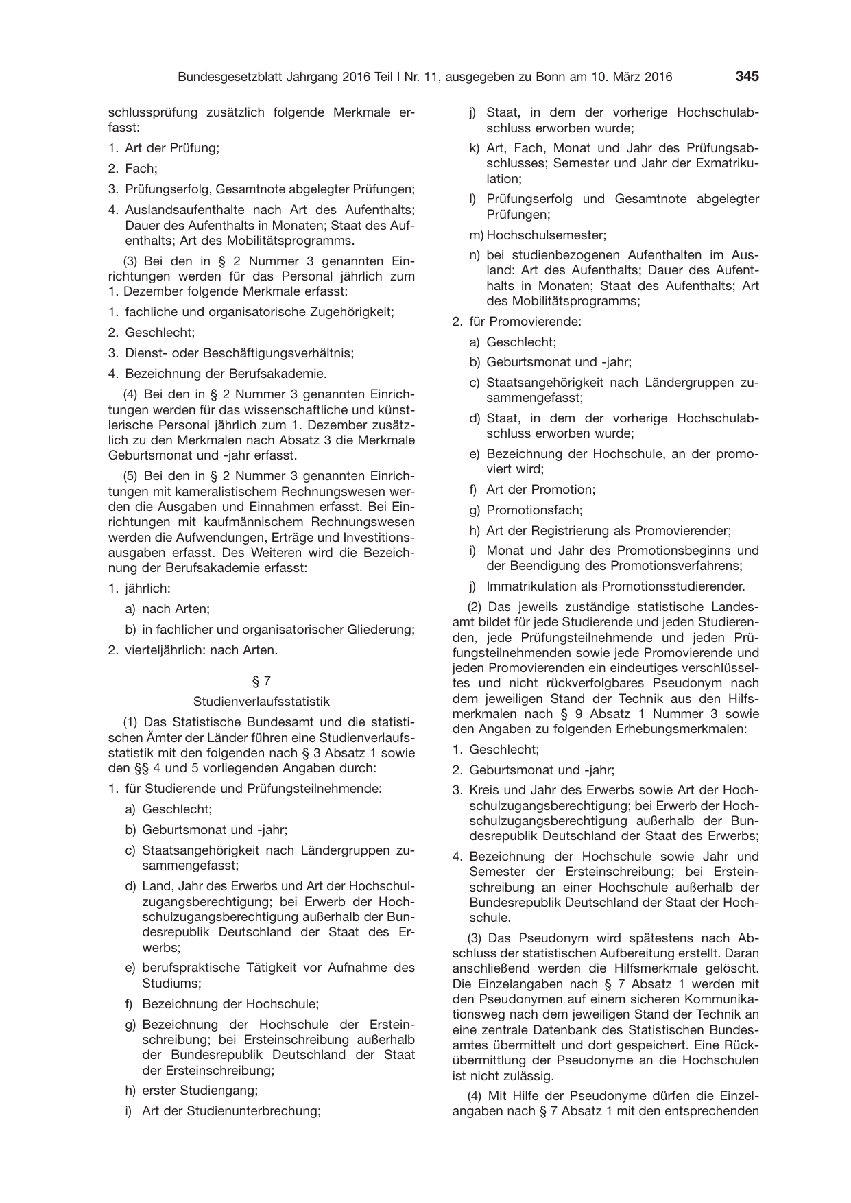 BGBl. 2016, Seite 345 — Originalseite als Abbildung
