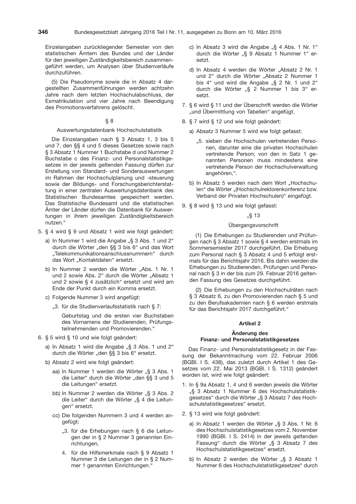 BGBl. 2016, Seite 346 — Originalseite als Abbildung