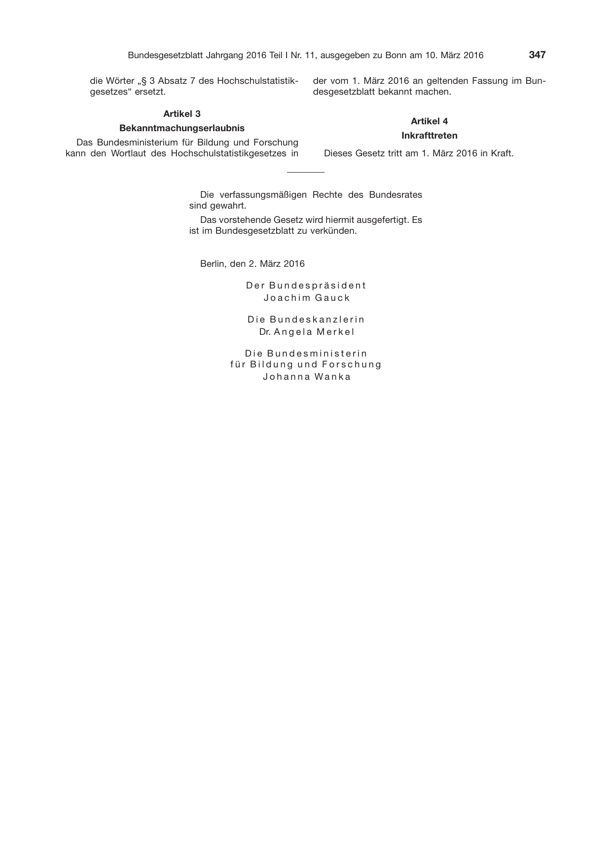 BGBl. 2016, Seite 347 — Originalseite als Abbildung