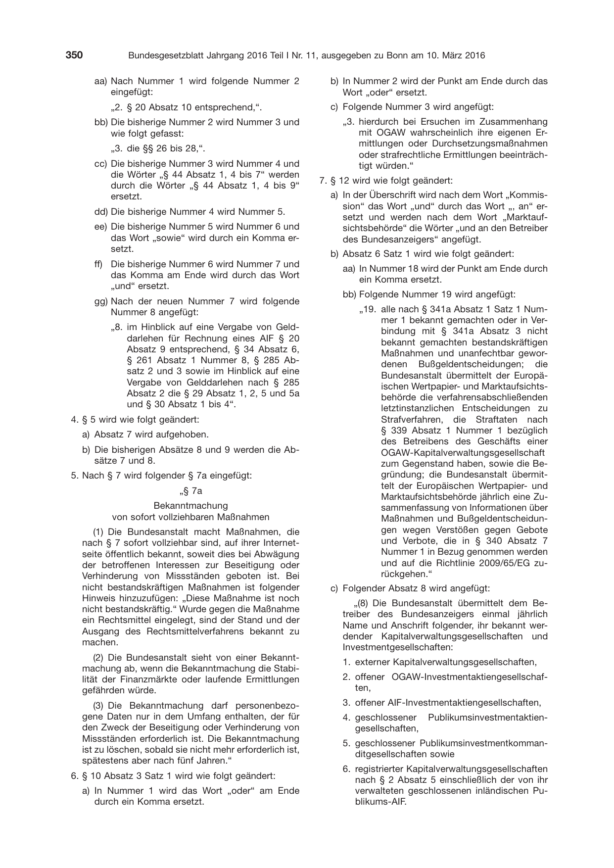 BGBl. 2016, Seite 350 — Originalseite als Abbildung