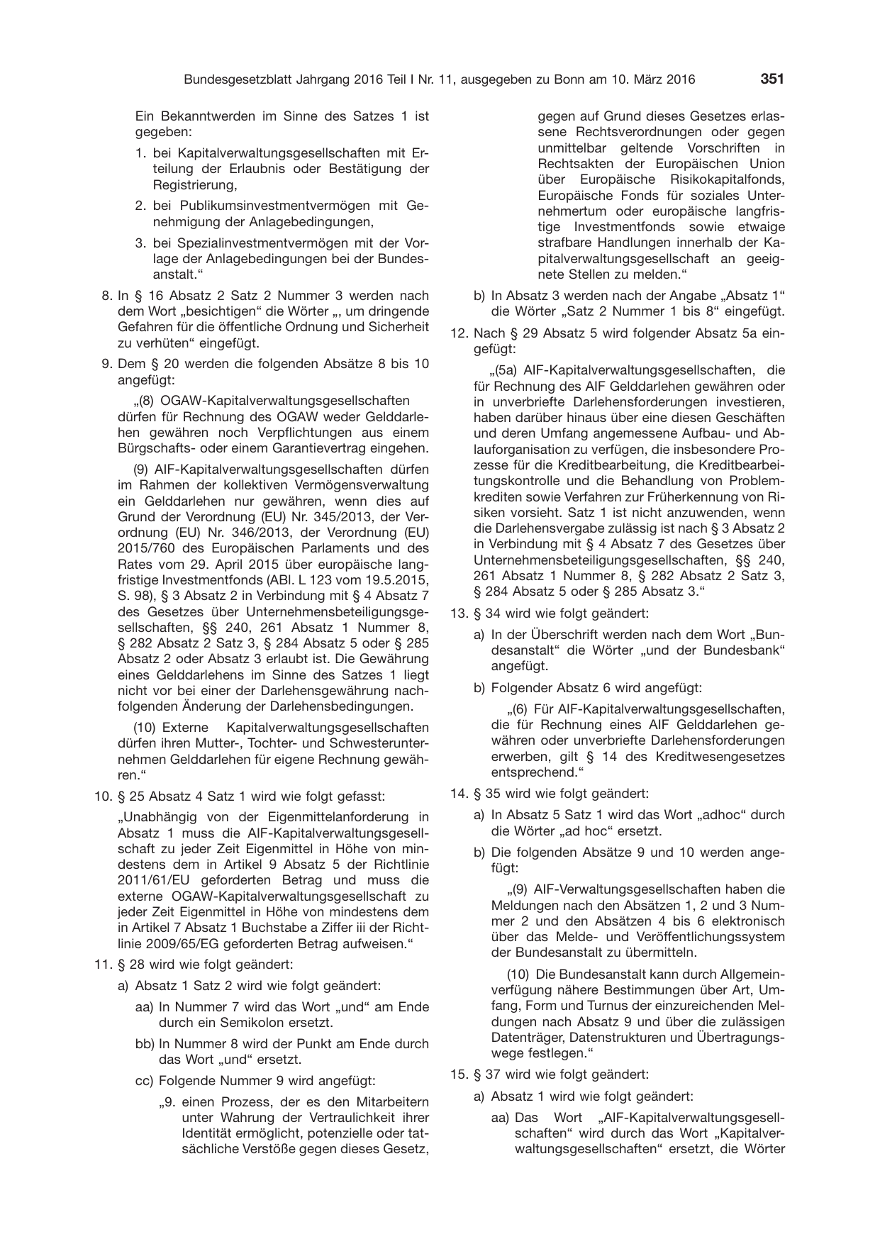 BGBl. 2016, Seite 351 — Originalseite als Abbildung