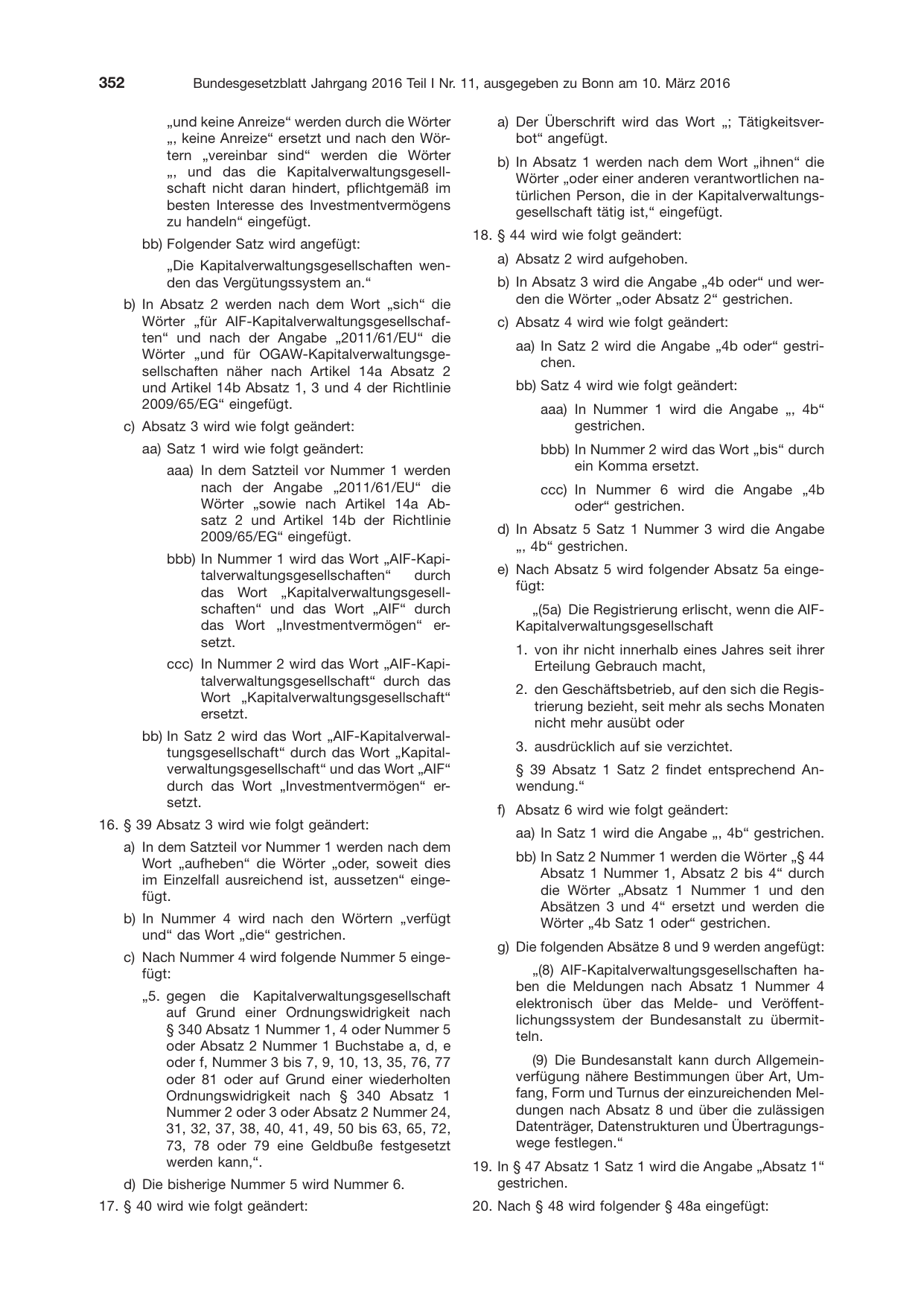 BGBl. 2016, Seite 352 — Originalseite als Abbildung