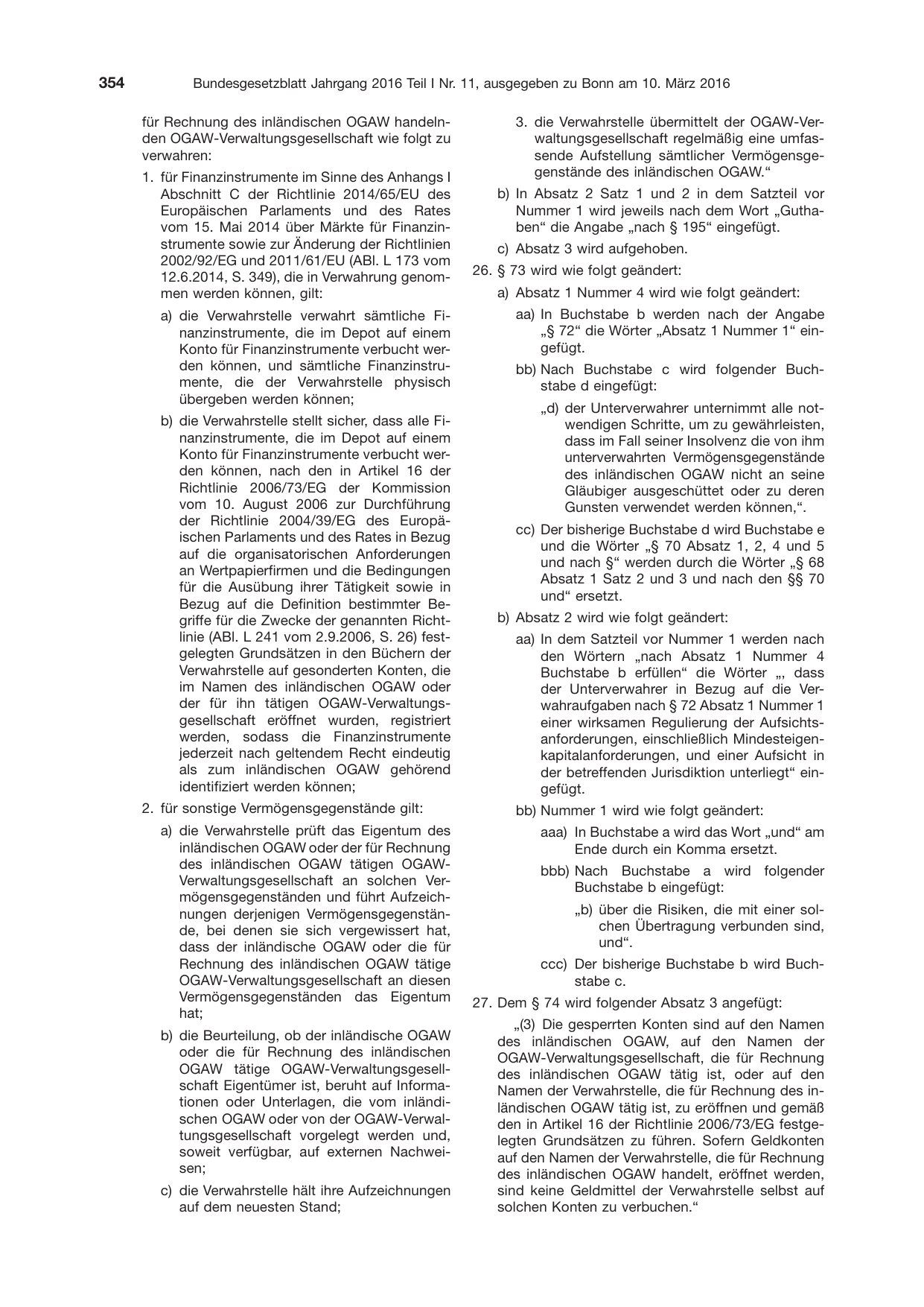 BGBl. 2016, Seite 354 — Originalseite als Abbildung