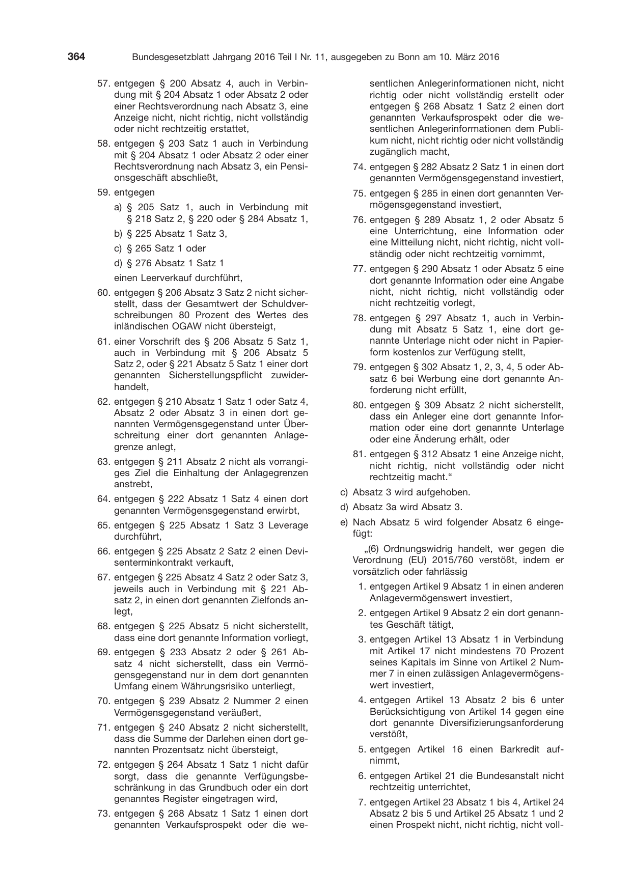BGBl. 2016, Seite 364 — Originalseite als Abbildung