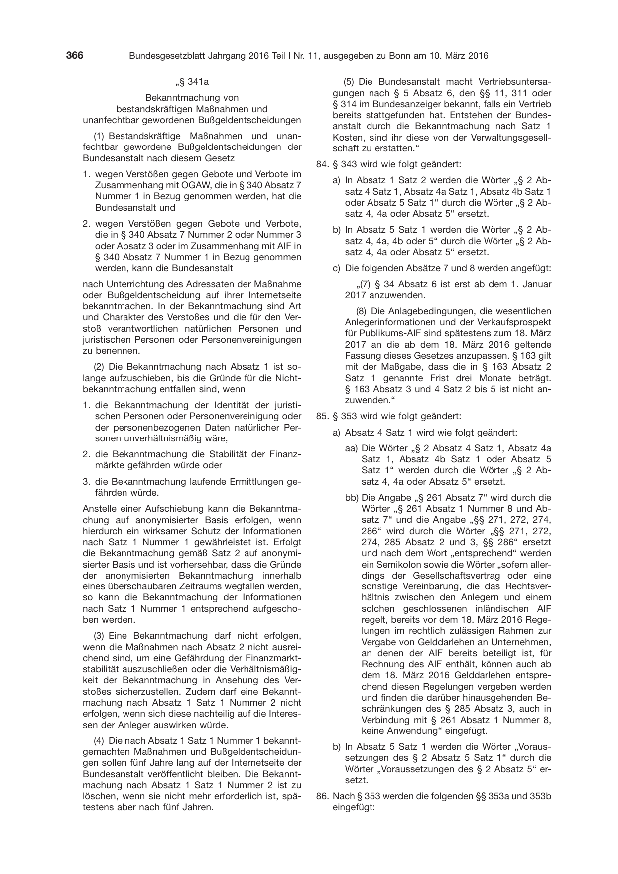 BGBl. 2016, Seite 366 — Originalseite als Abbildung