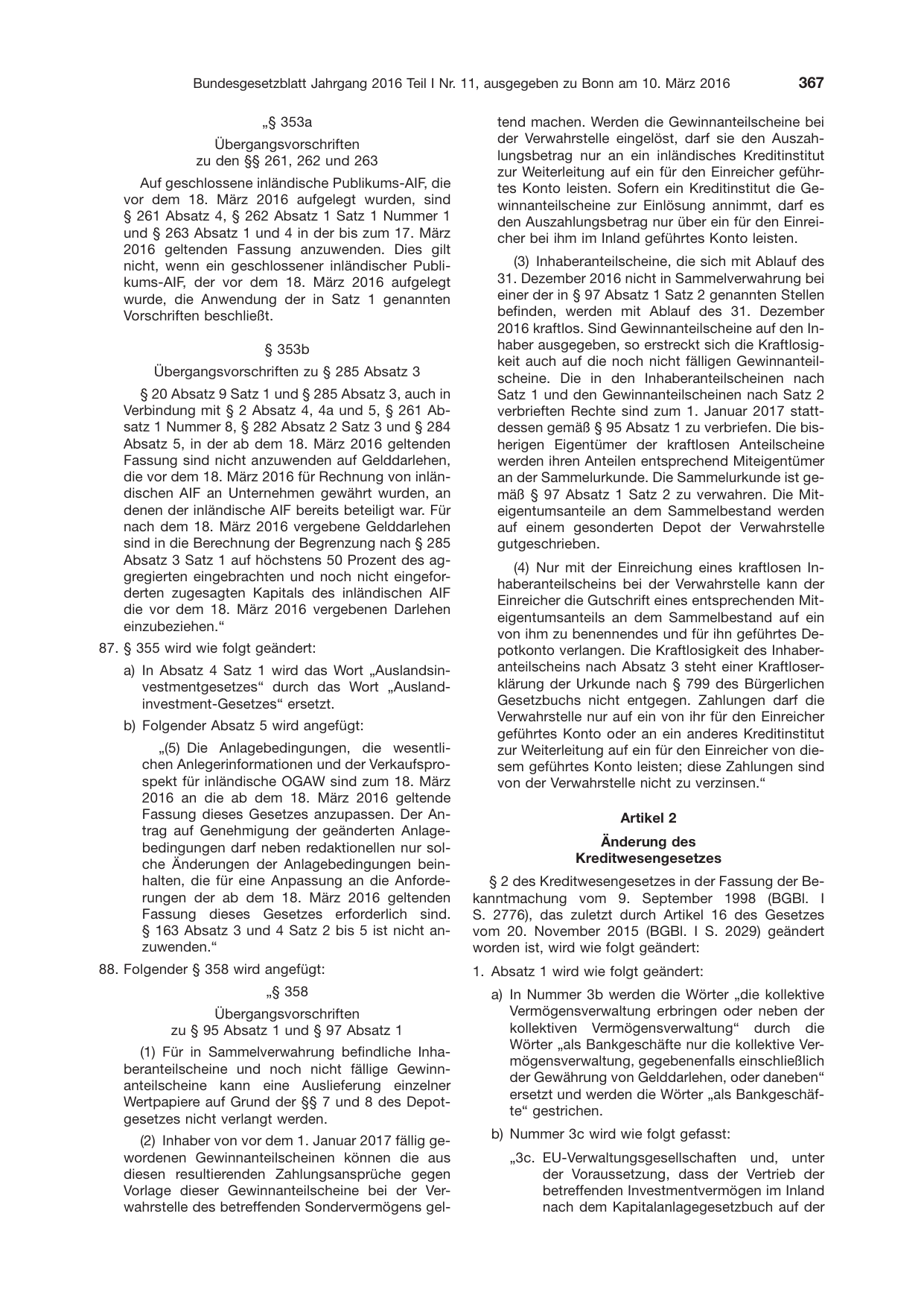BGBl. 2016, Seite 367 — Originalseite als Abbildung
