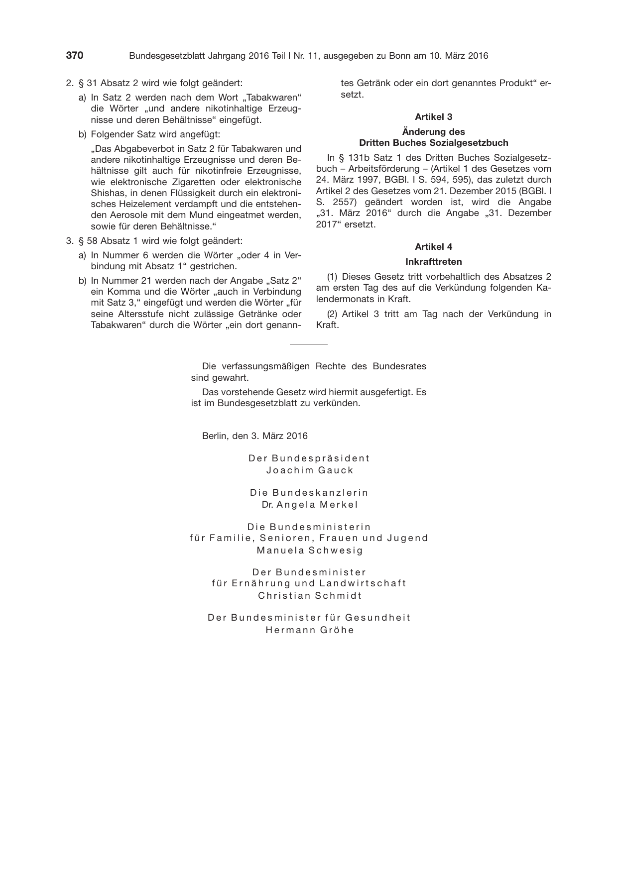 BGBl. 2016, Seite 370 — Originalseite als Abbildung