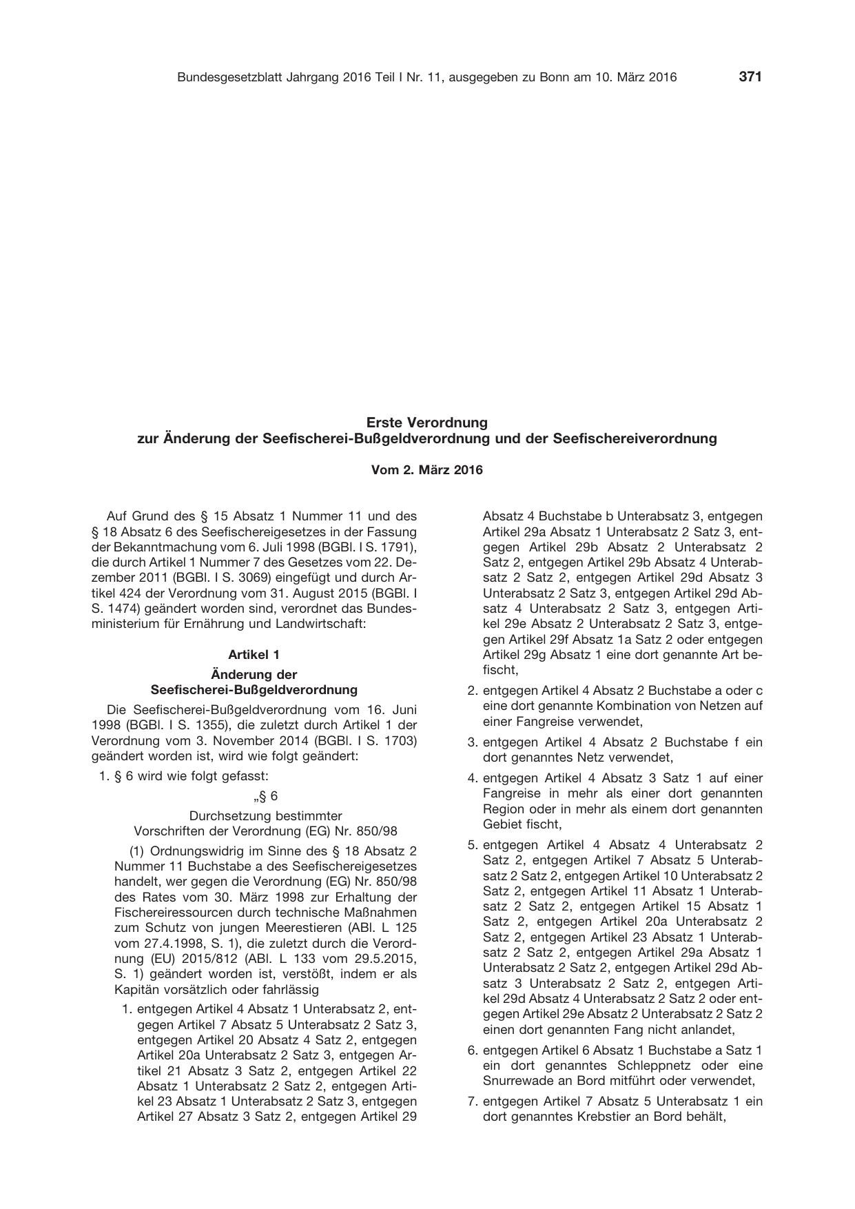 BGBl. 2016, Seite 371 — Originalseite als Abbildung