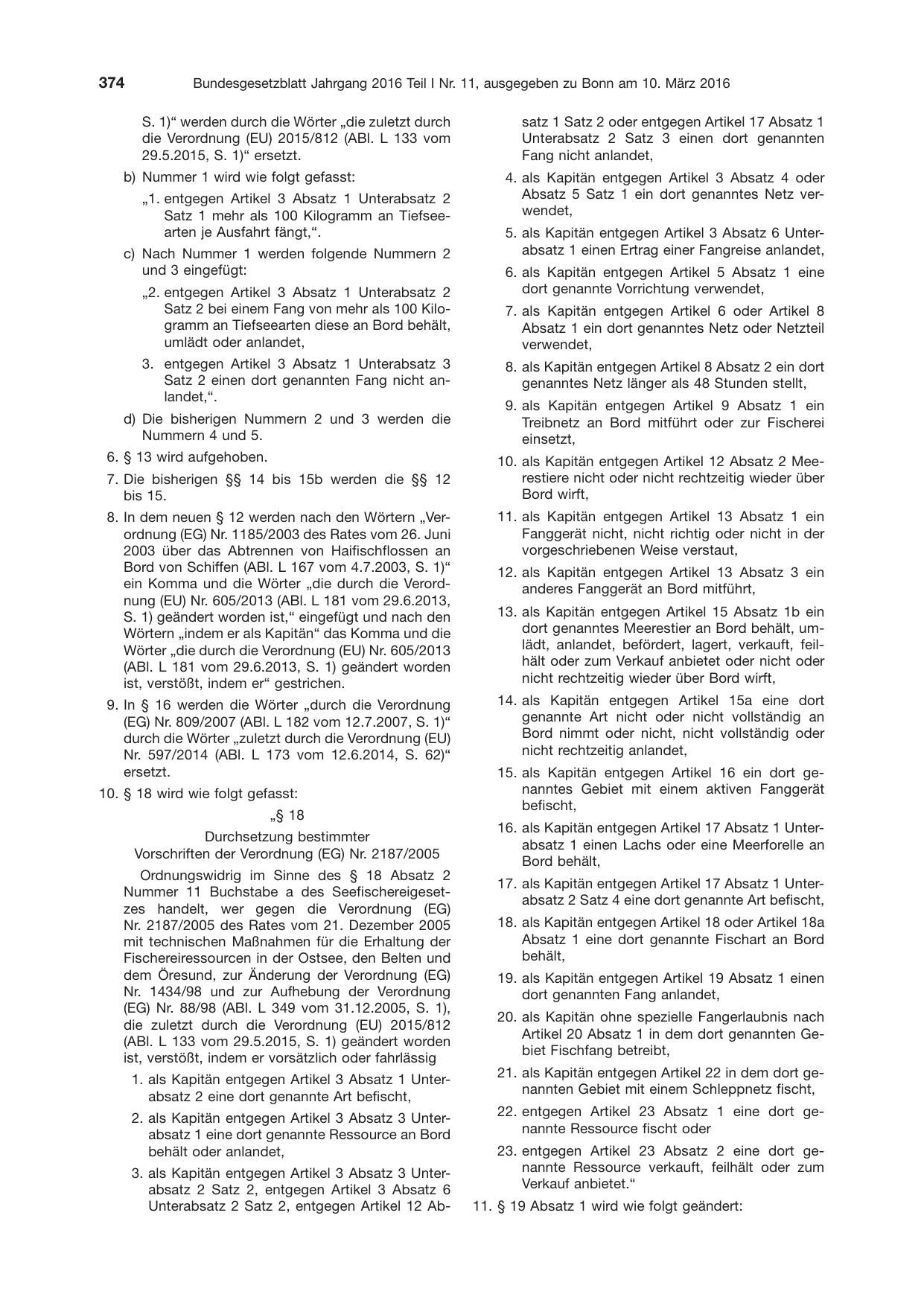 BGBl. 2016, Seite 374 — Originalseite als Abbildung