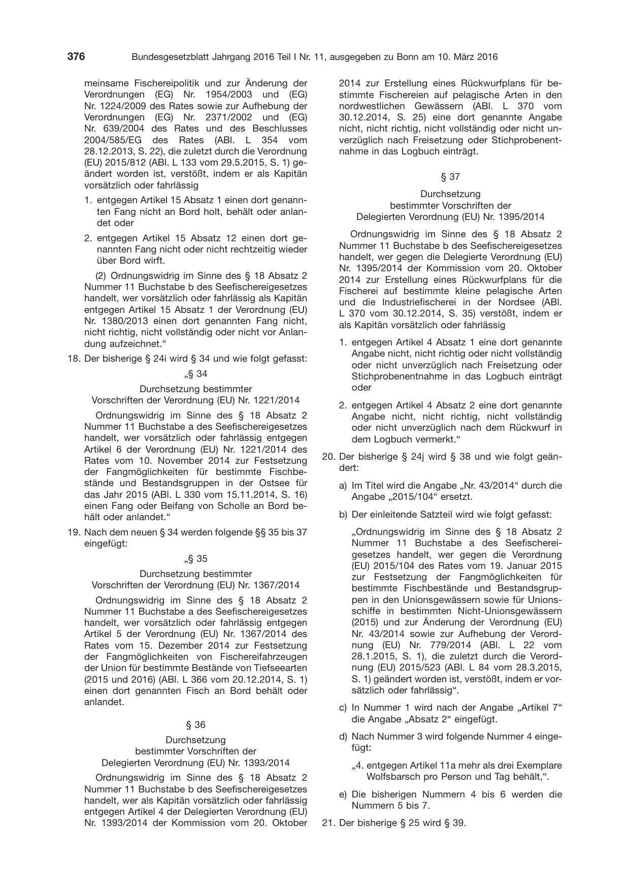BGBl. 2016, Seite 376 — Originalseite als Abbildung
