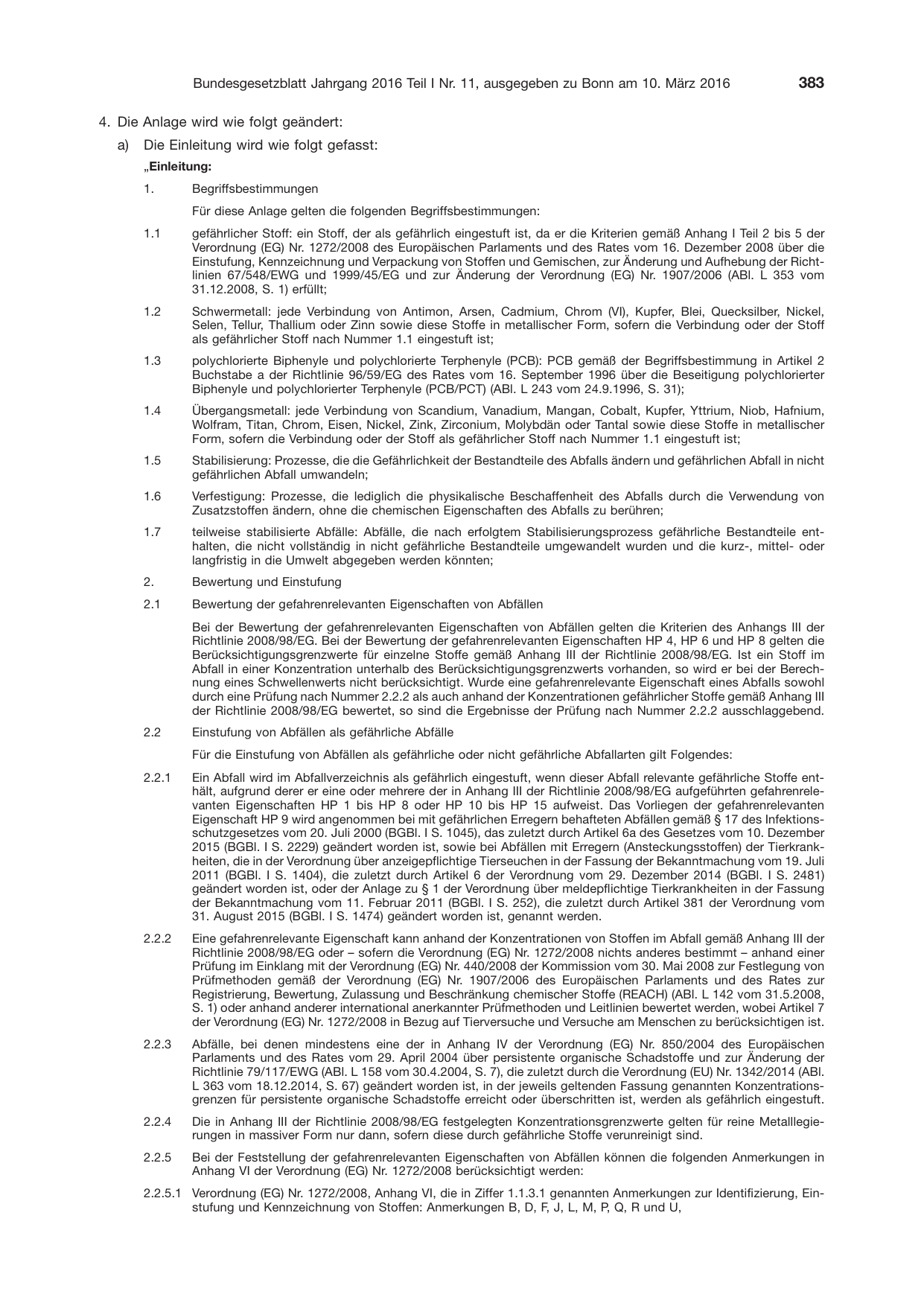 BGBl. 2016, Seite 383 — Originalseite als Abbildung