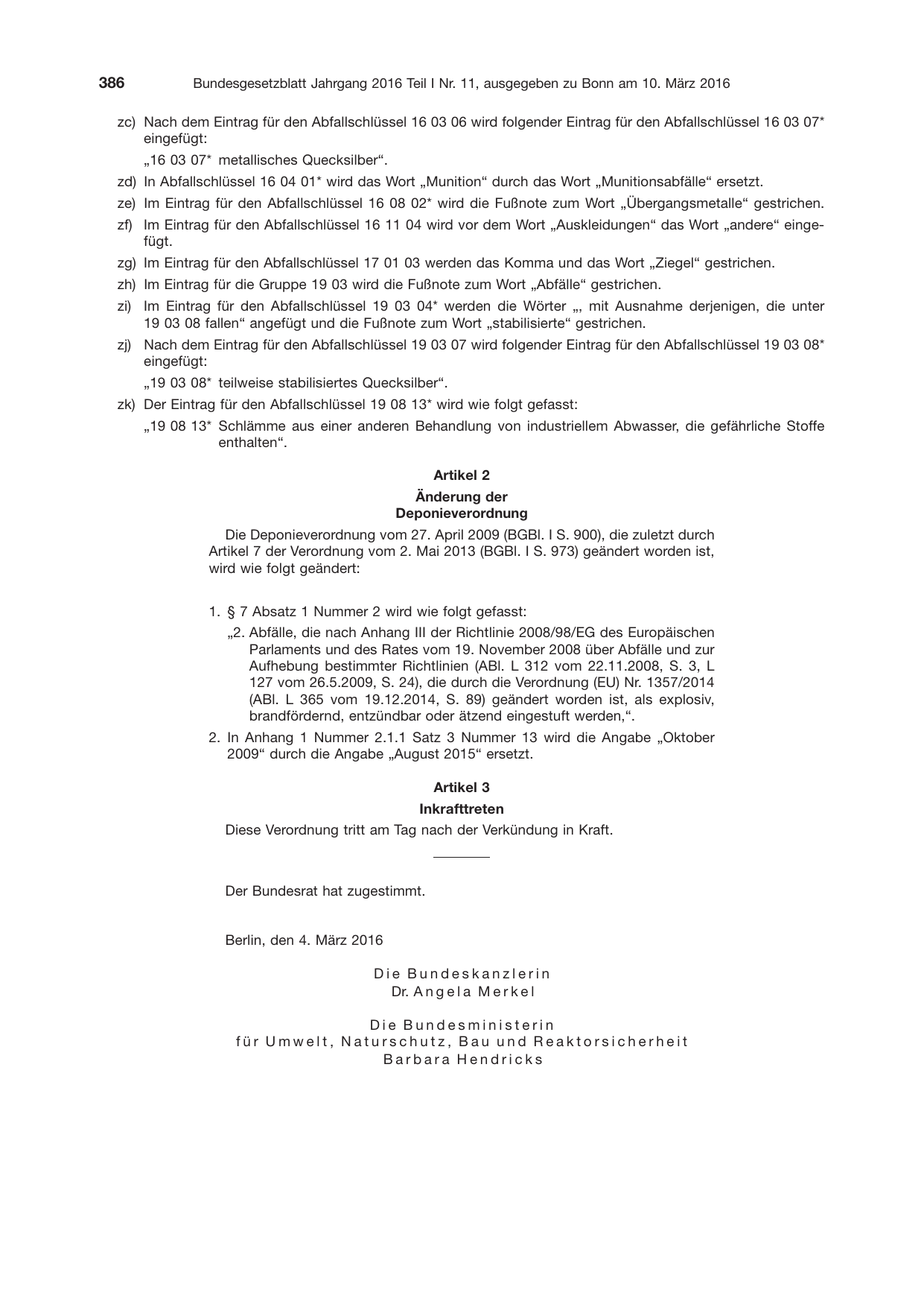 BGBl. 2016, Seite 386 — Originalseite als Abbildung