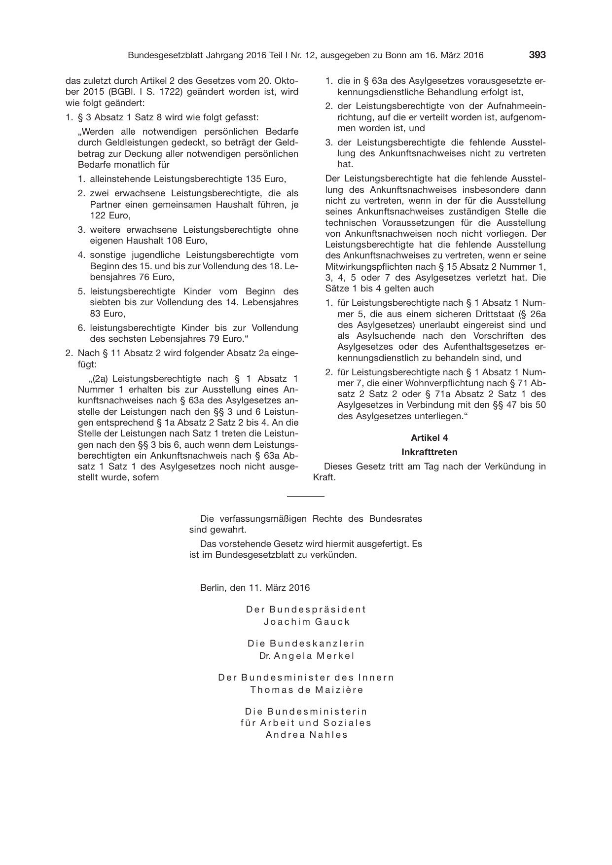 BGBl. 2016, Seite 393 — Originalseite als Abbildung