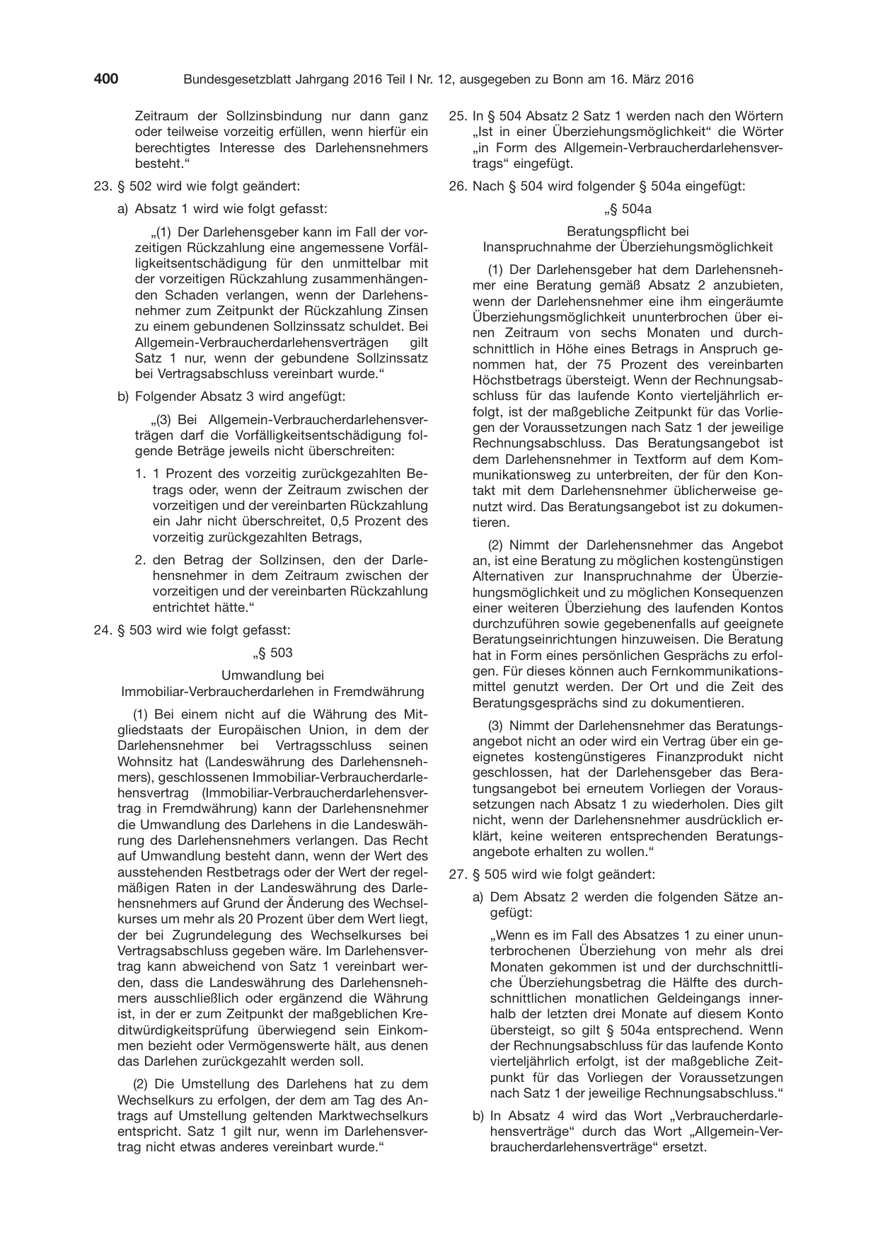 BGBl. 2016, Seite 400 — Originalseite als Abbildung