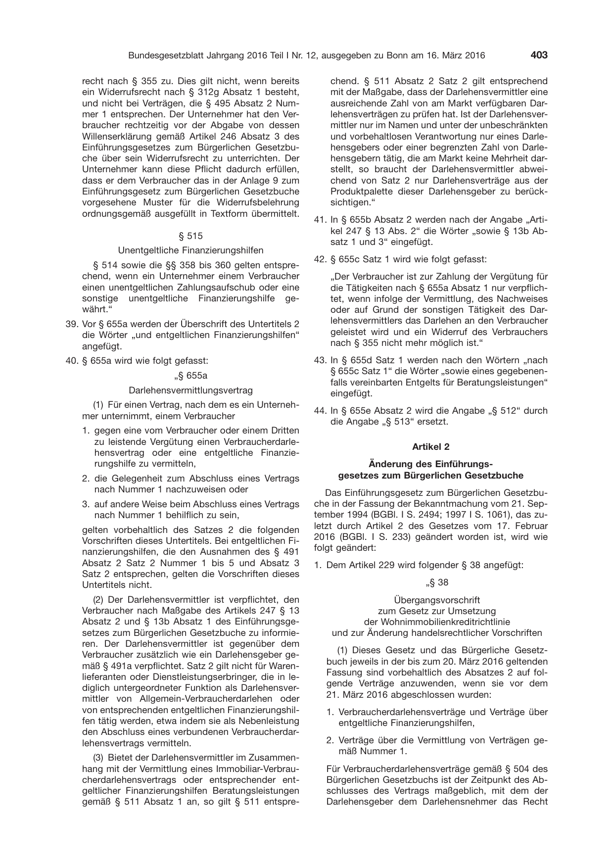 BGBl. 2016, Seite 403 — Originalseite als Abbildung