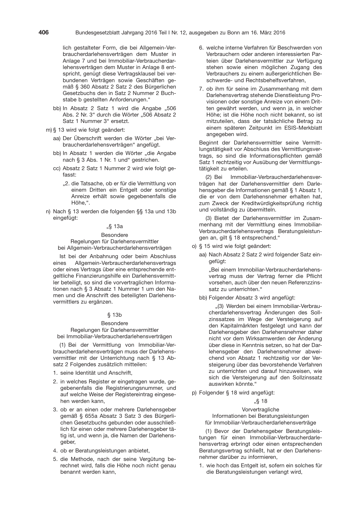 BGBl. 2016, Seite 406 — Originalseite als Abbildung