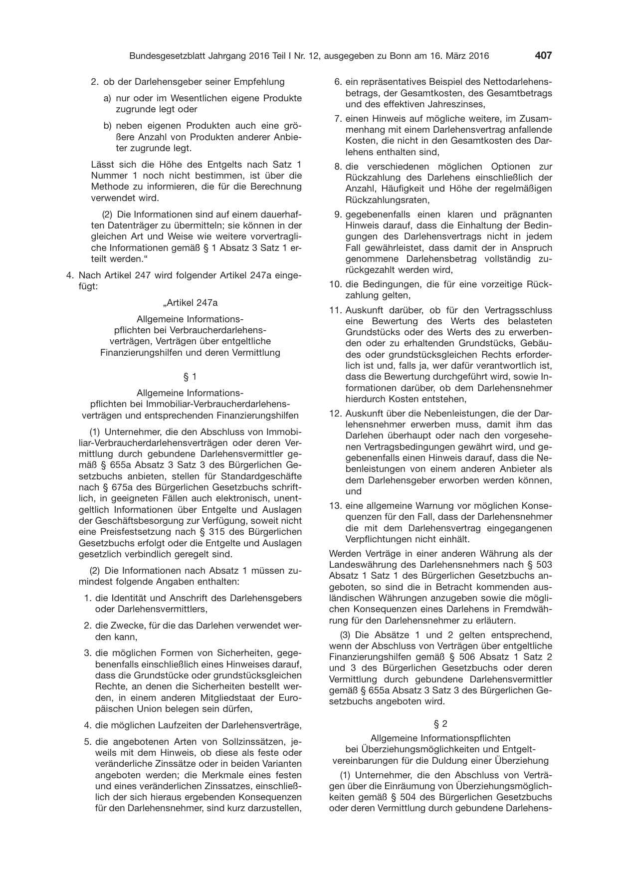 BGBl. 2016, Seite 407 — Originalseite als Abbildung
