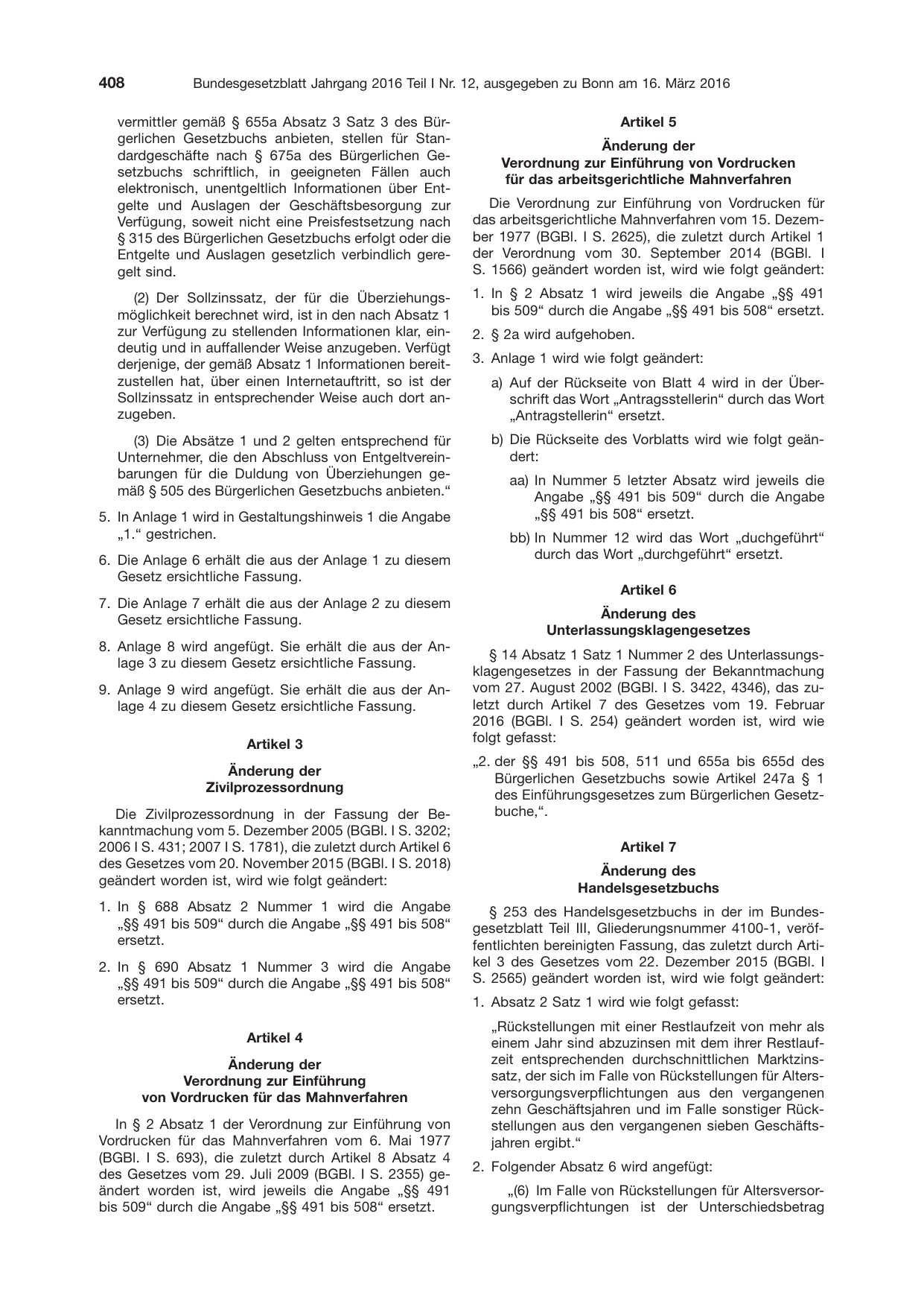 BGBl. 2016, Seite 408 — Originalseite als Abbildung