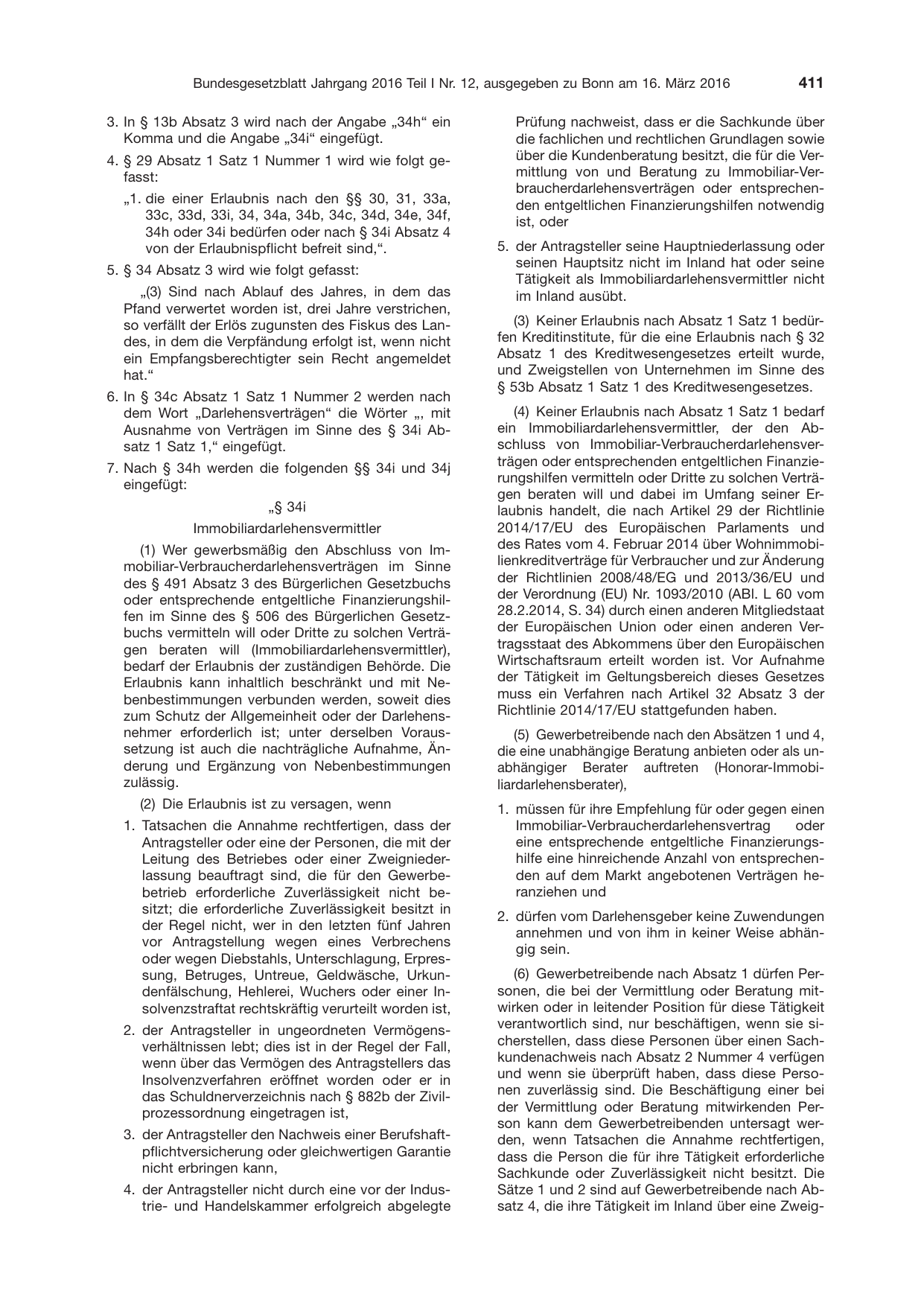 BGBl. 2016, Seite 411 — Originalseite als Abbildung