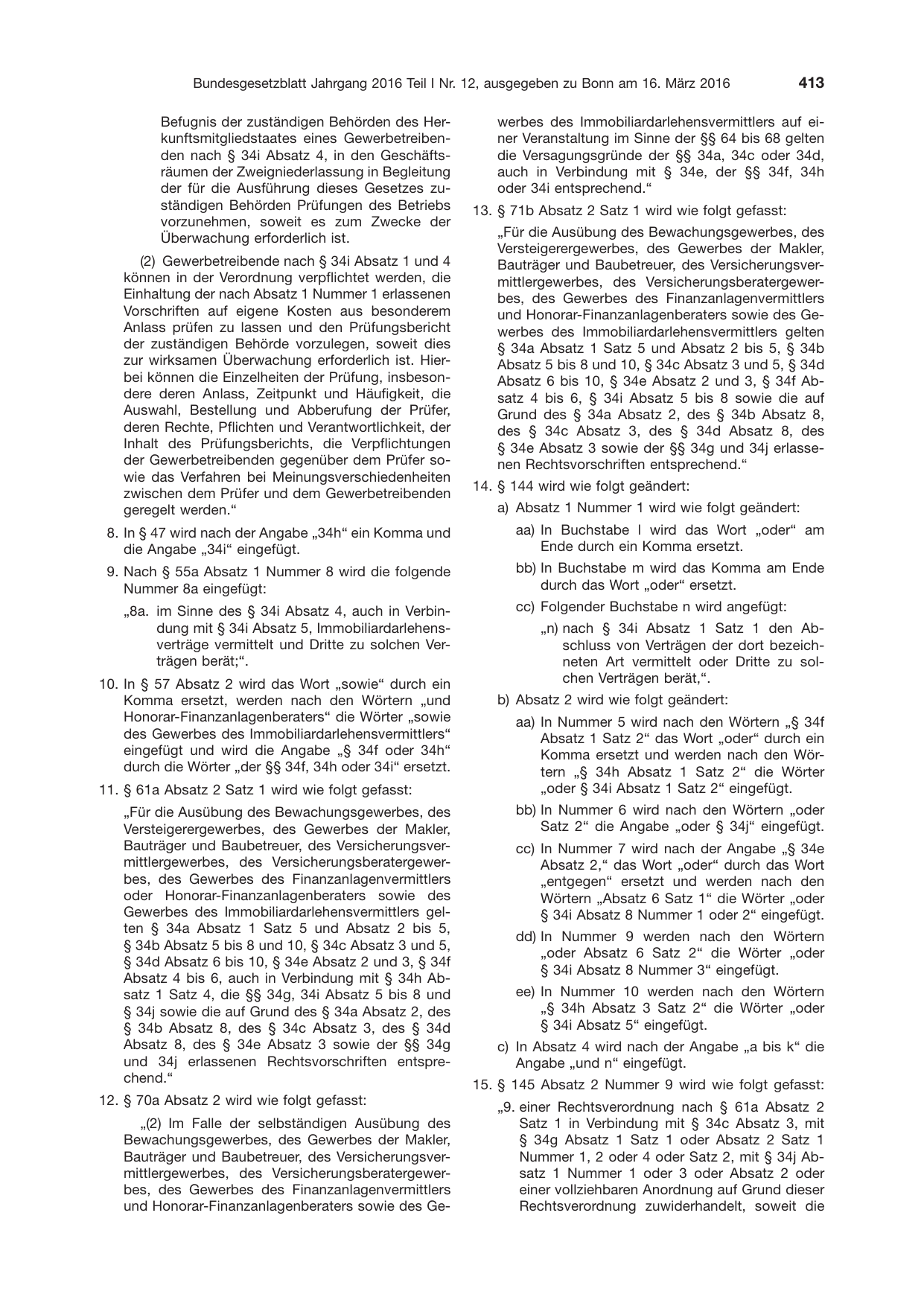 BGBl. 2016, Seite 413 — Originalseite als Abbildung