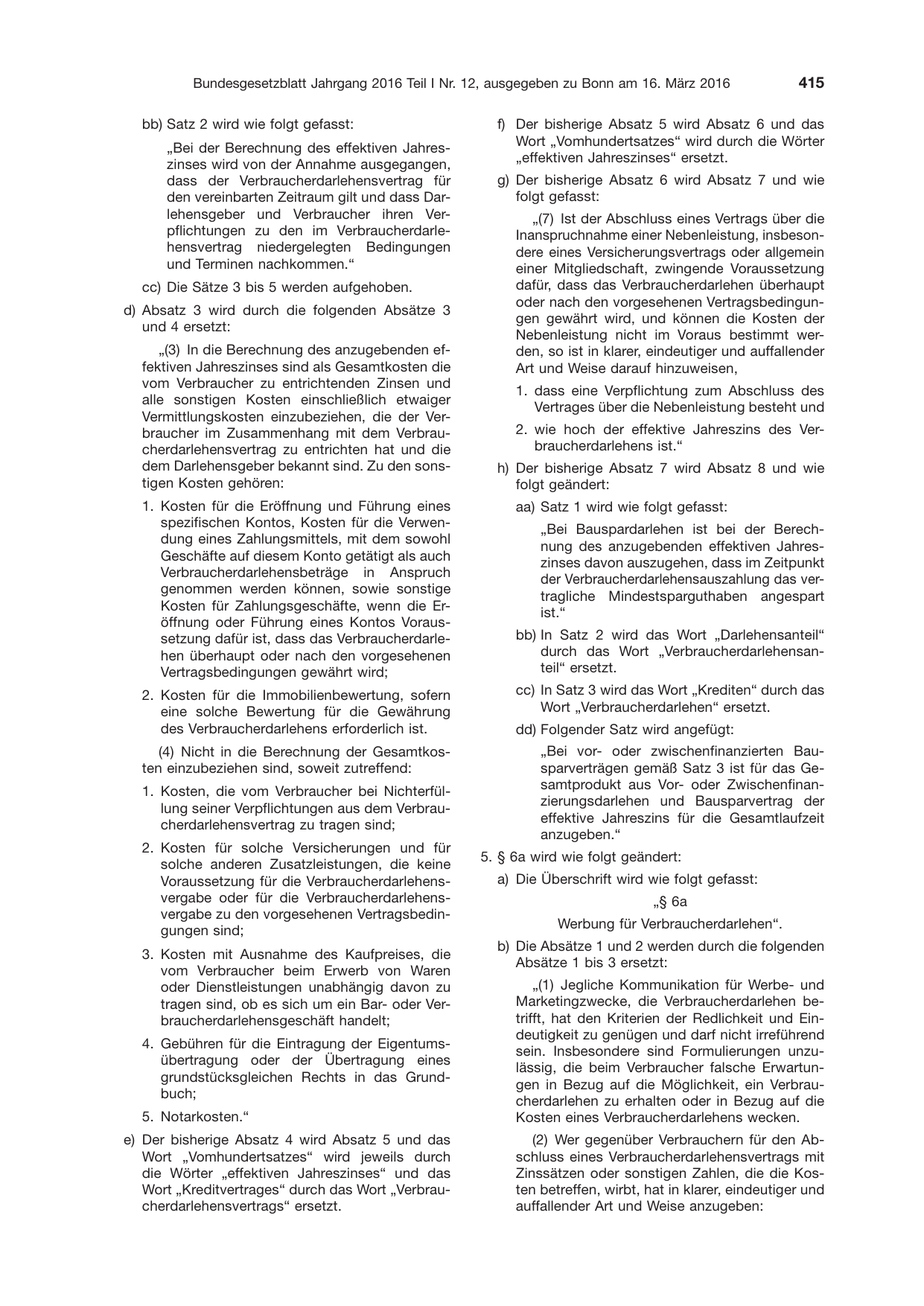 BGBl. 2016, Seite 415 — Originalseite als Abbildung