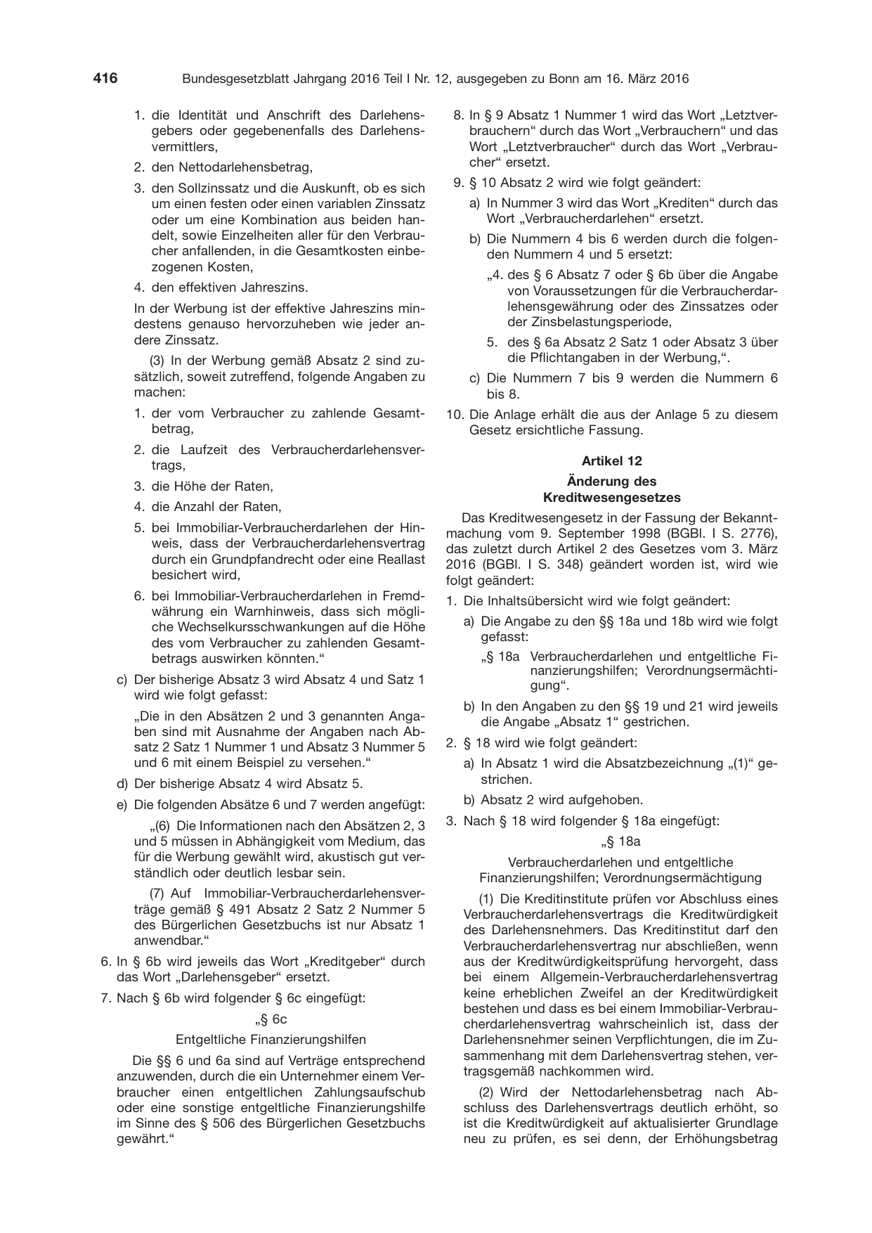 BGBl. 2016, Seite 416 — Originalseite als Abbildung