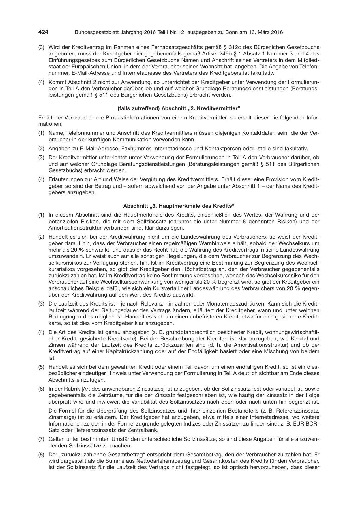 BGBl. 2016, Seite 424 — Originalseite als Abbildung