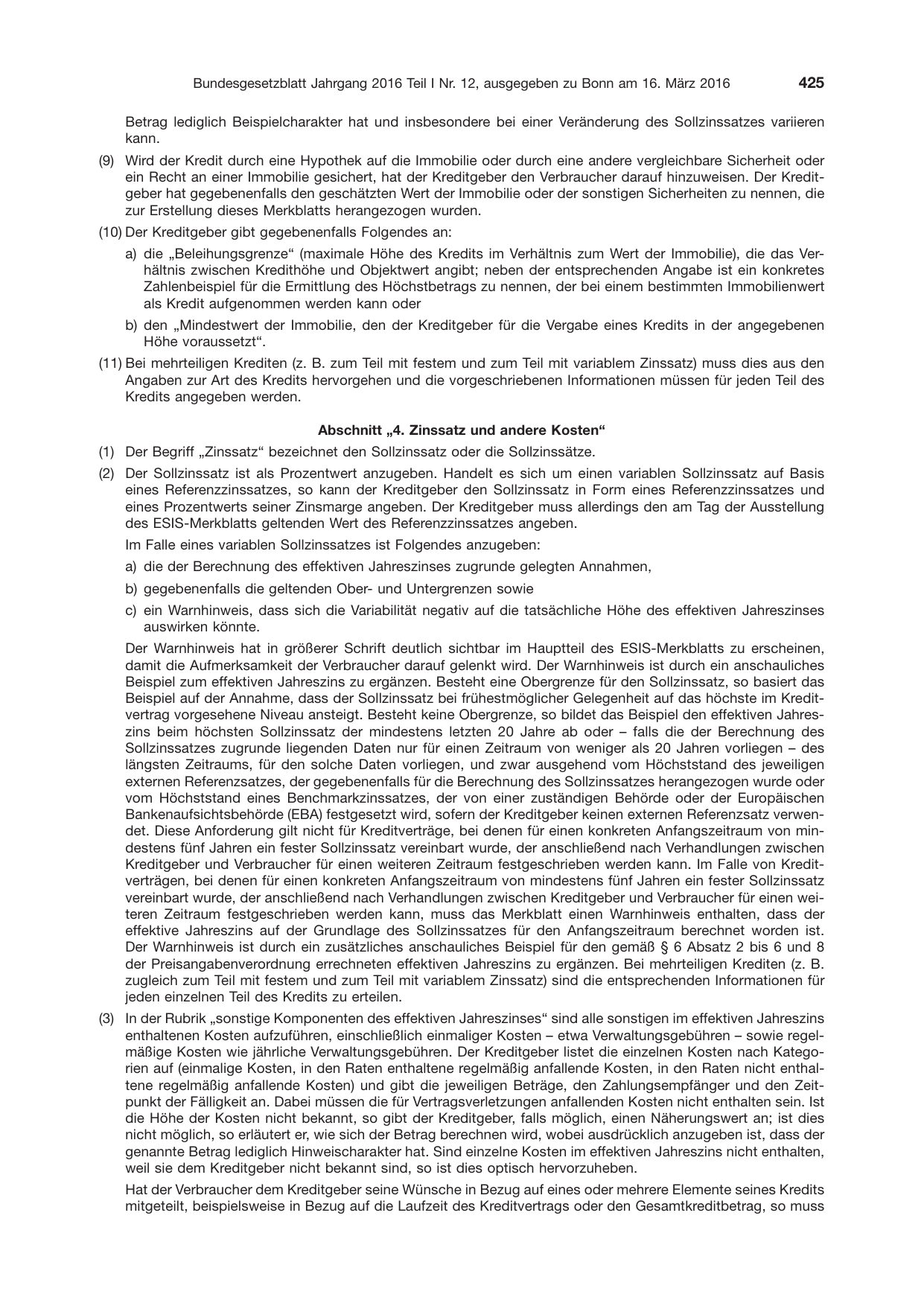 BGBl. 2016, Seite 425 — Originalseite als Abbildung