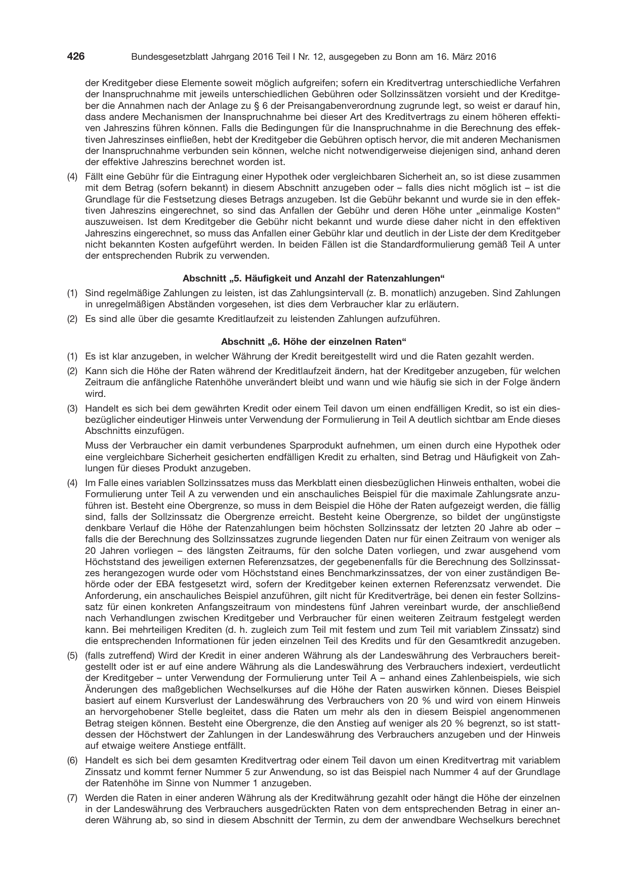 BGBl. 2016, Seite 426 — Originalseite als Abbildung