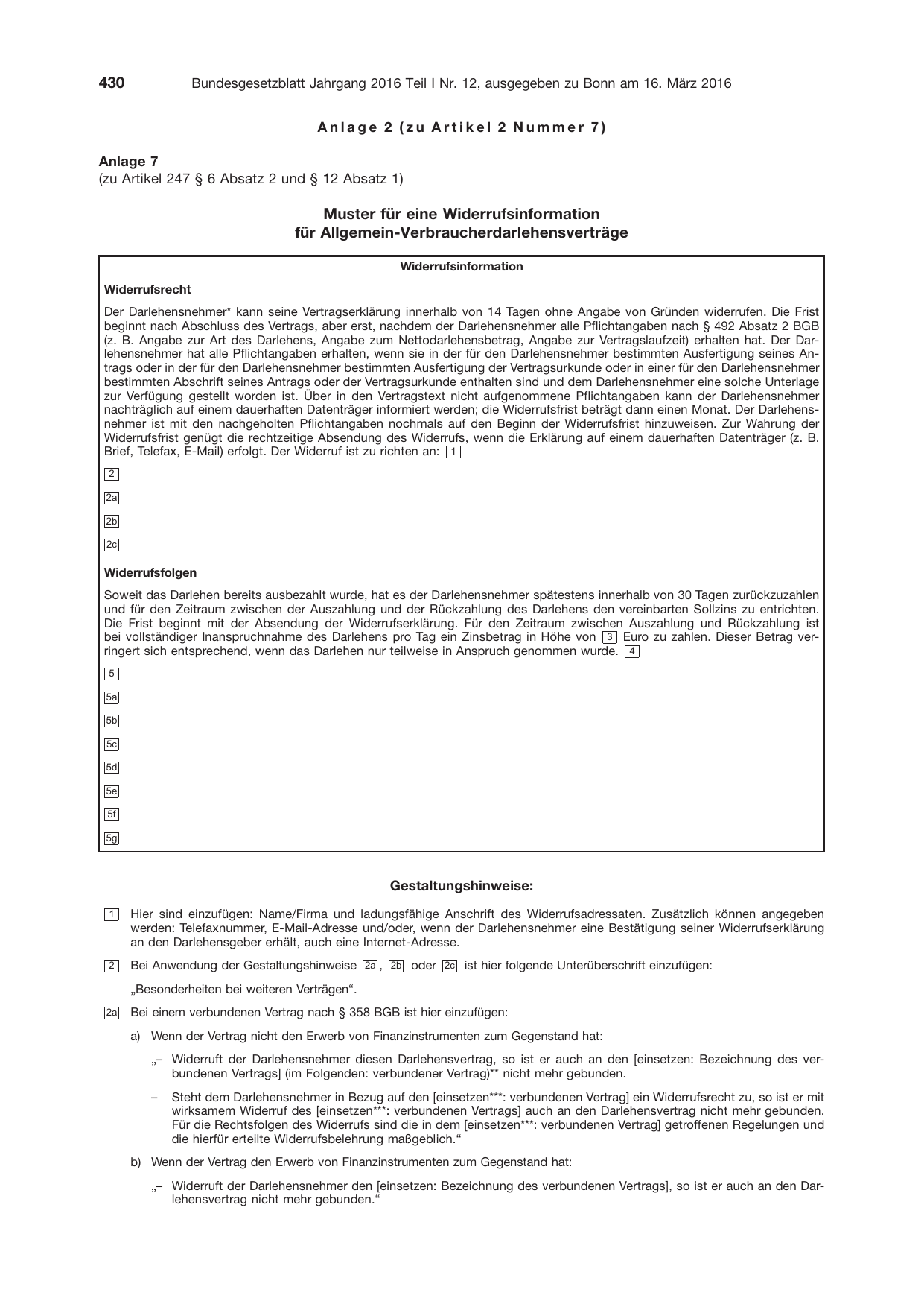 BGBl. 2016, Seite 430 — Originalseite als Abbildung