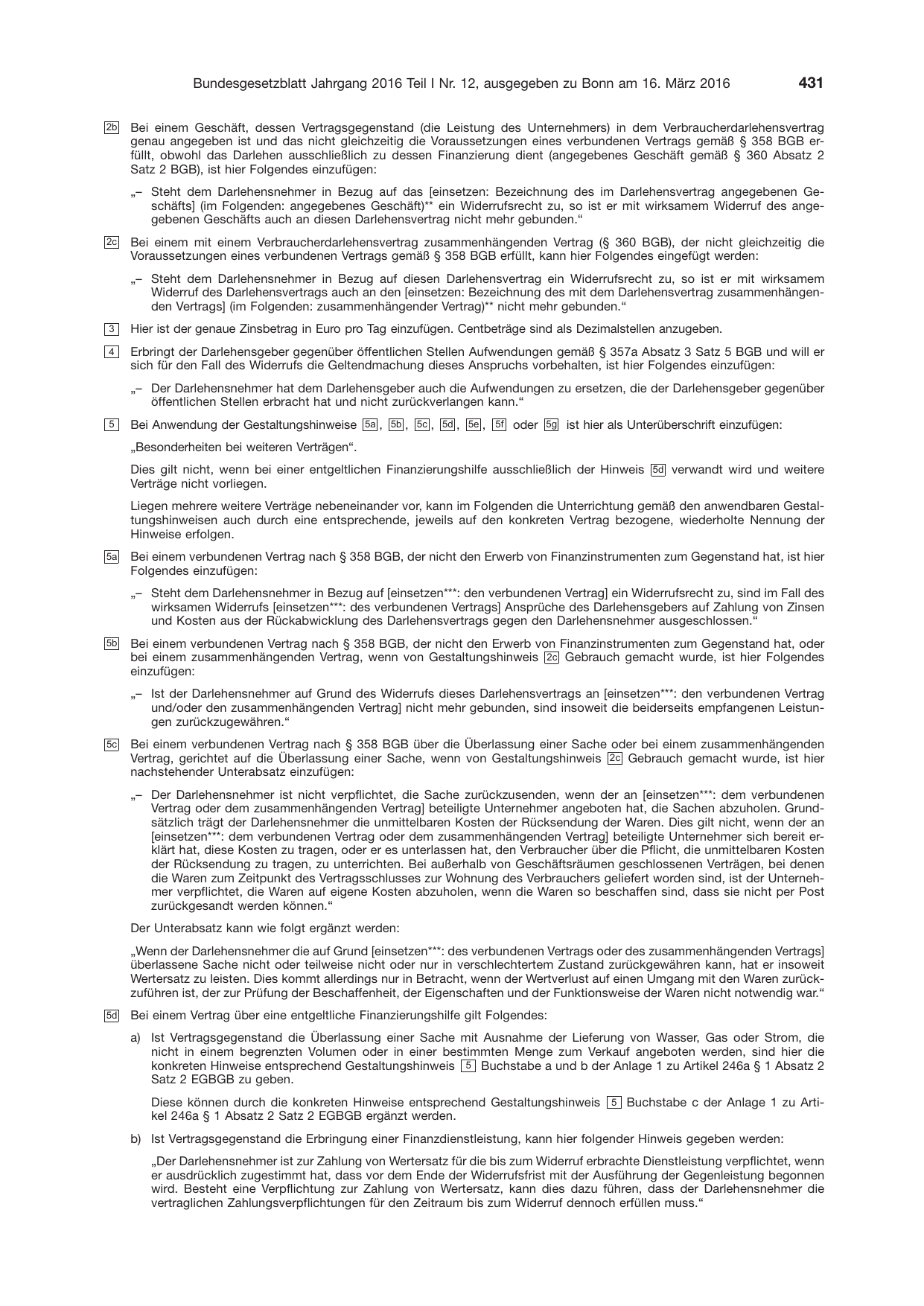 BGBl. 2016, Seite 431 — Originalseite als Abbildung