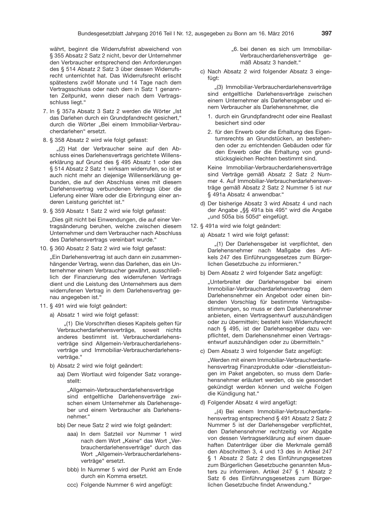BGBl. 2016, Seite 397 — Originalseite als Abbildung