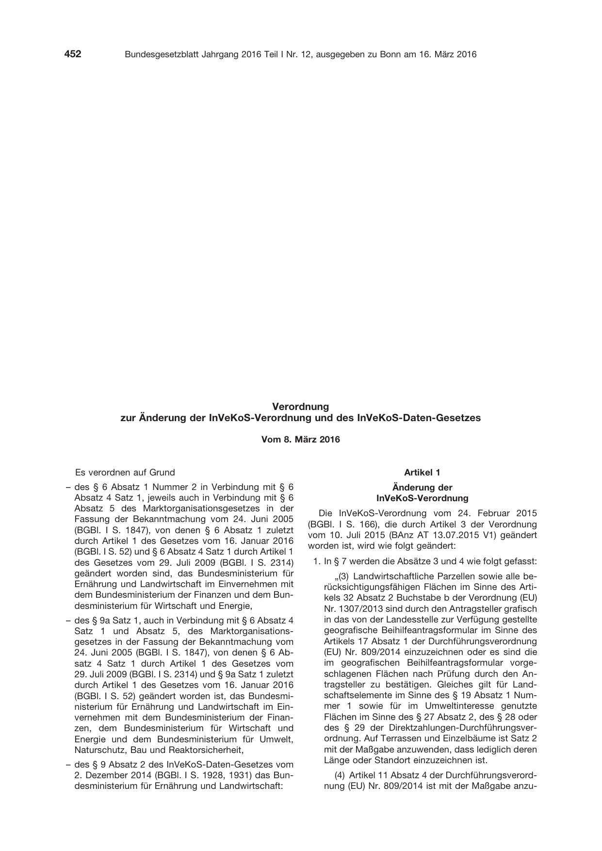 BGBl. 2016, Seite 452 — Originalseite als Abbildung