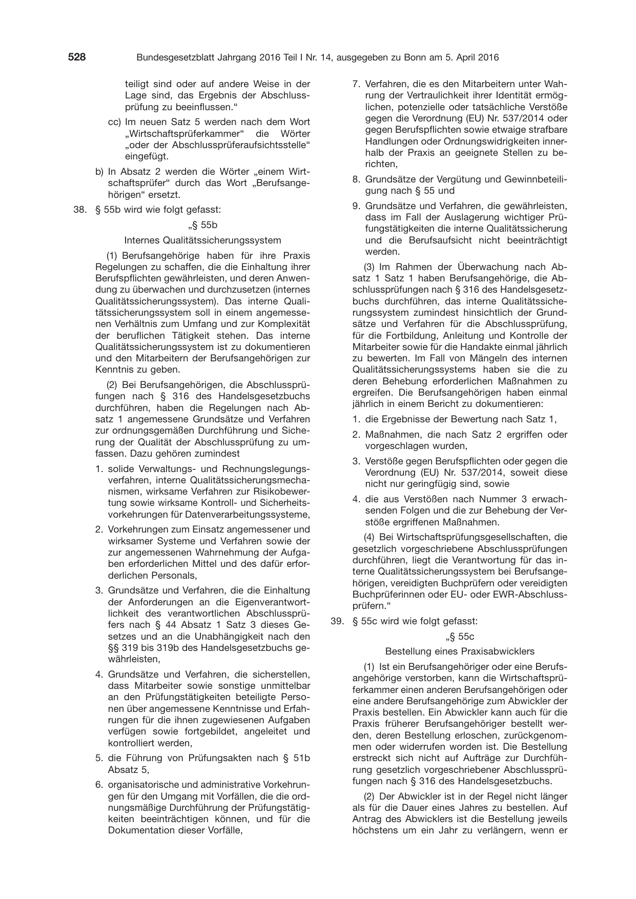 BGBl. 2016, Seite 528 — Originalseite als Abbildung