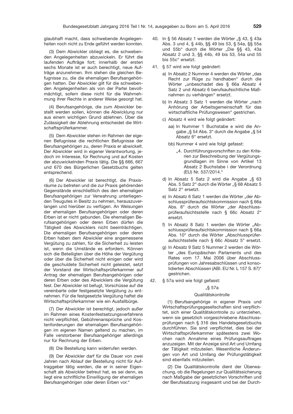 BGBl. 2016, Seite 529 — Originalseite als Abbildung