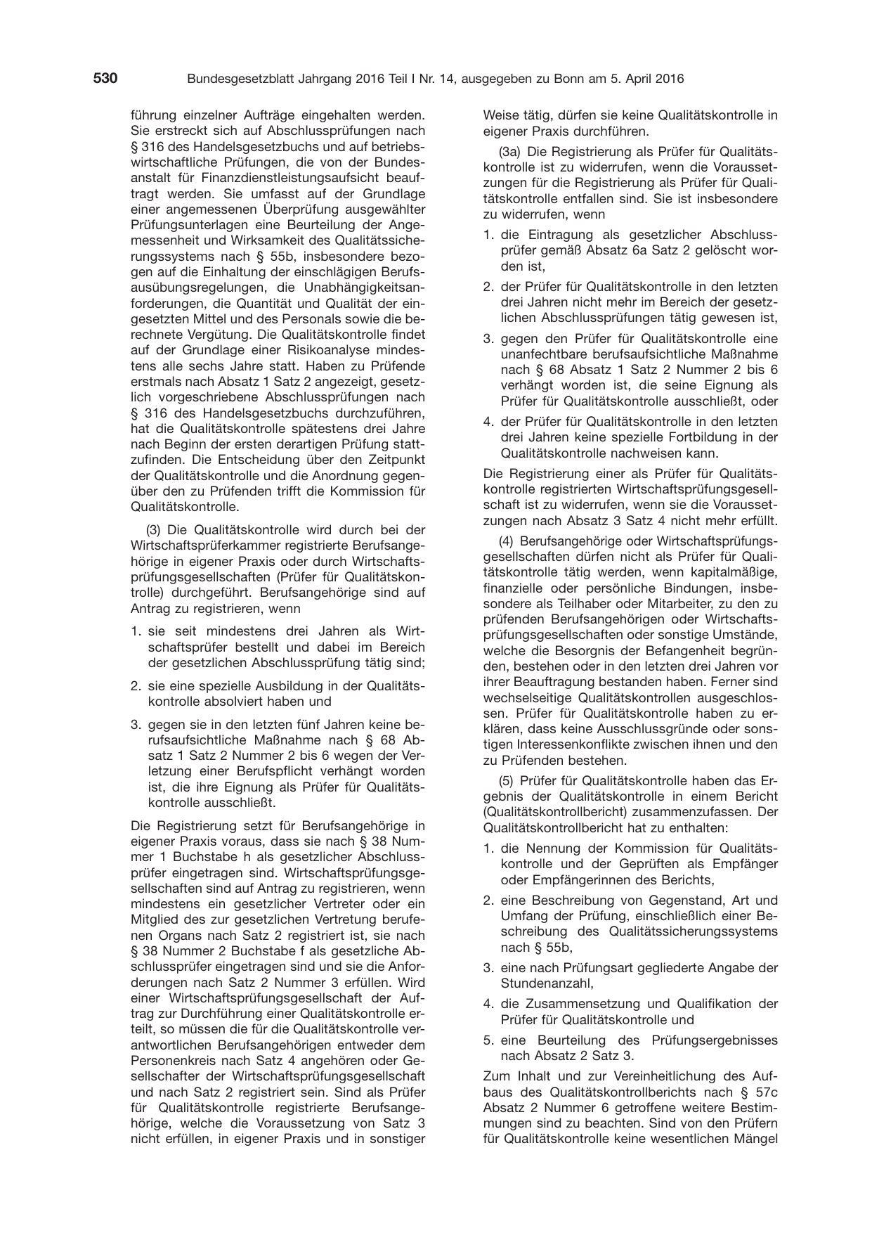 BGBl. 2016, Seite 530 — Originalseite als Abbildung