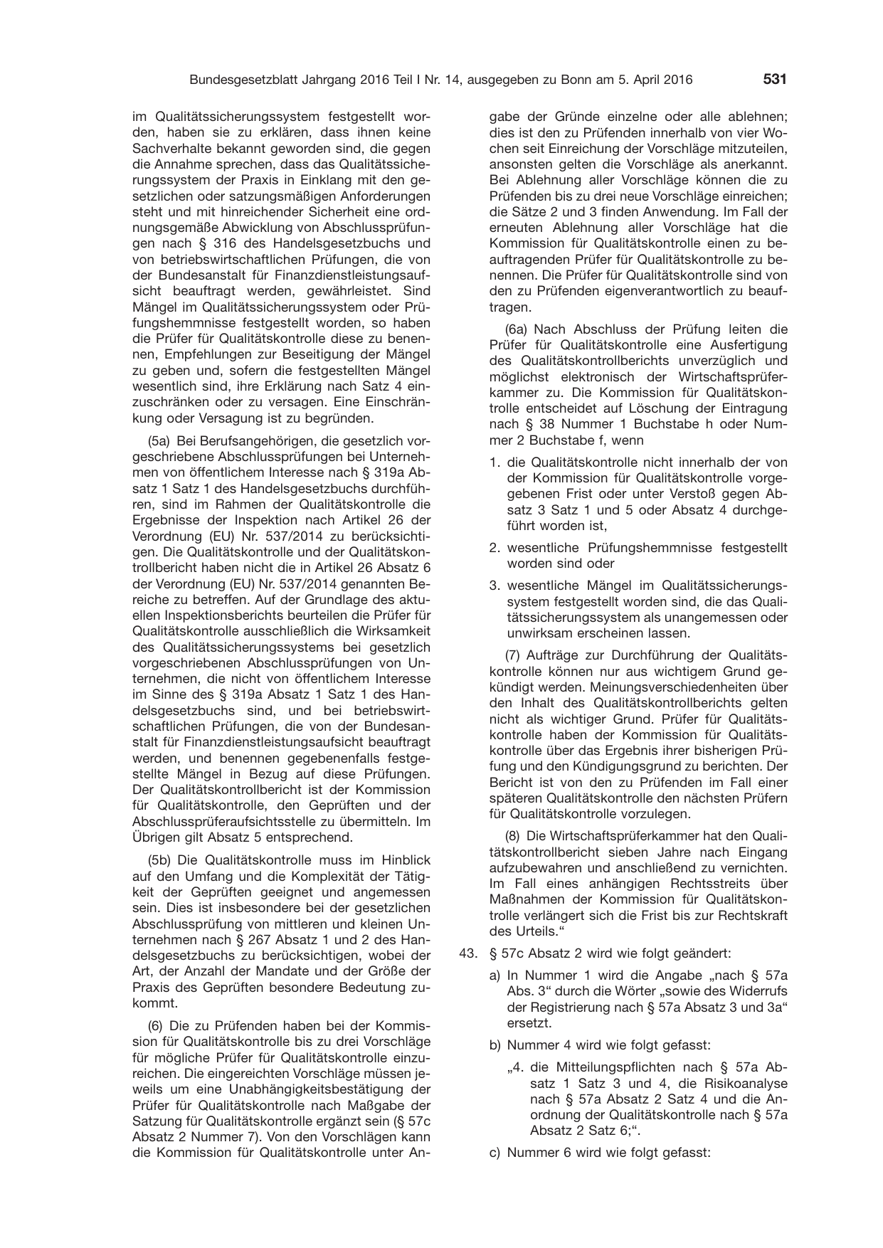 BGBl. 2016, Seite 531 — Originalseite als Abbildung