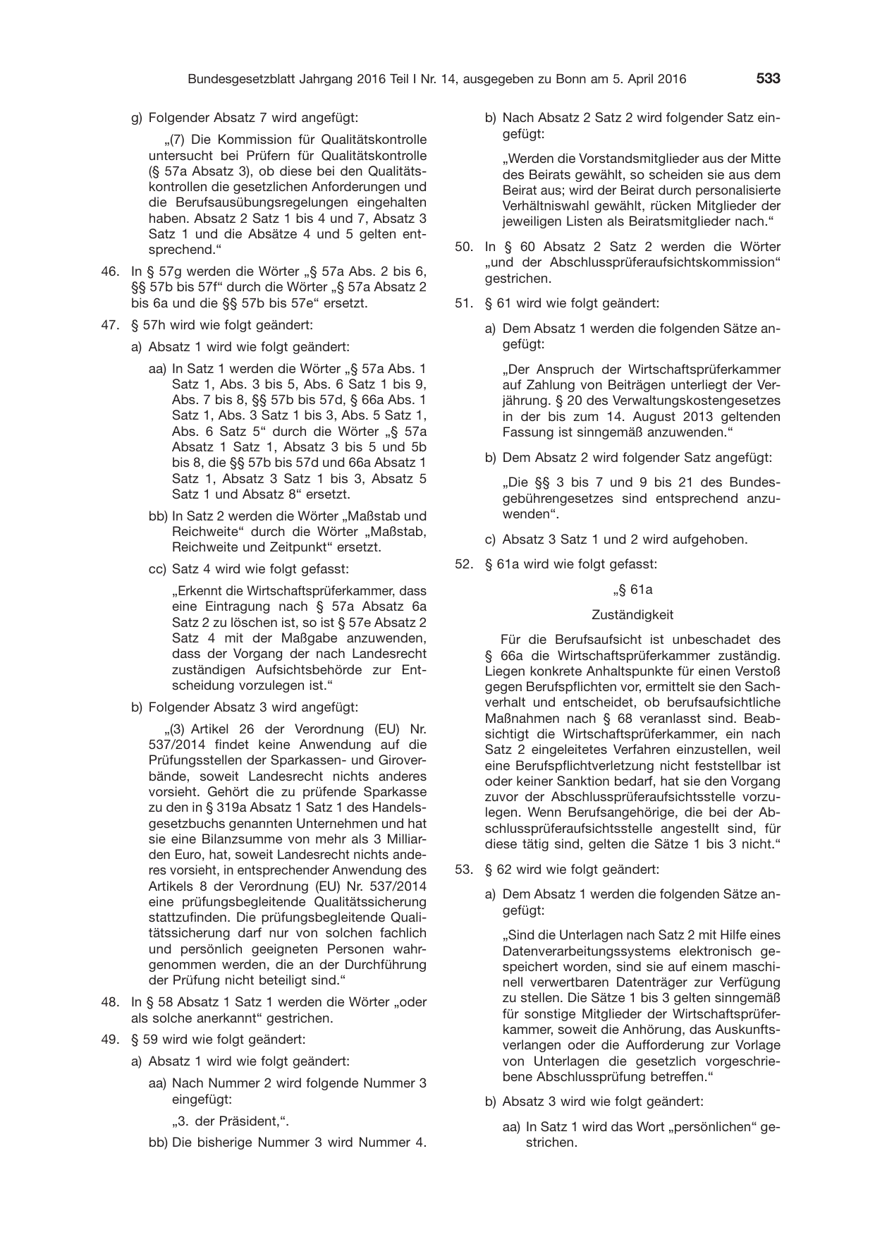 BGBl. 2016, Seite 533 — Originalseite als Abbildung