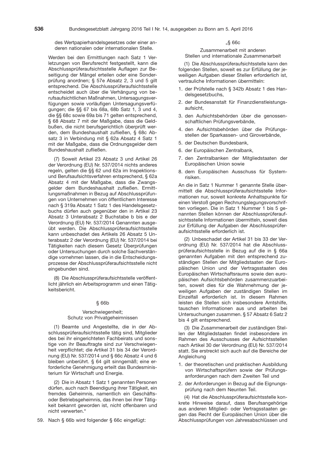 BGBl. 2016, Seite 536 — Originalseite als Abbildung