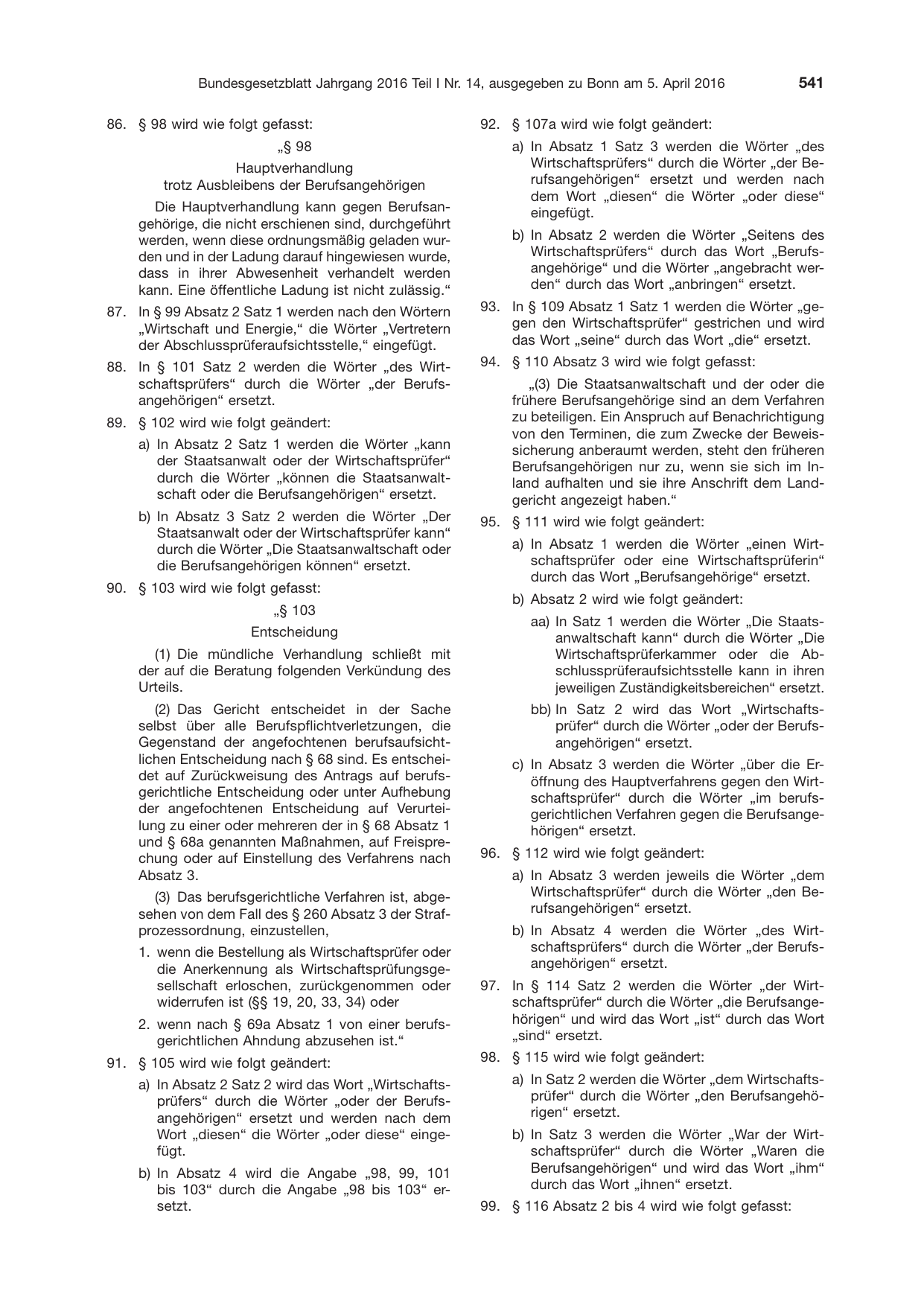 BGBl. 2016, Seite 541 — Originalseite als Abbildung