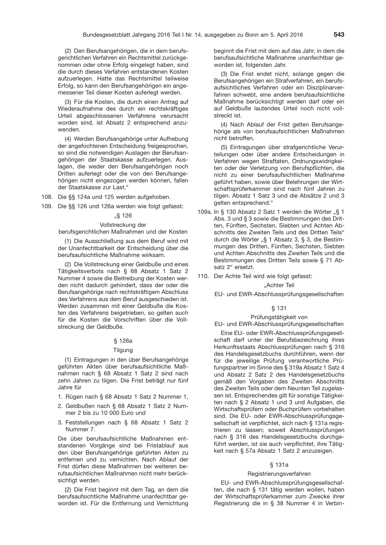 BGBl. 2016, Seite 543 — Originalseite als Abbildung