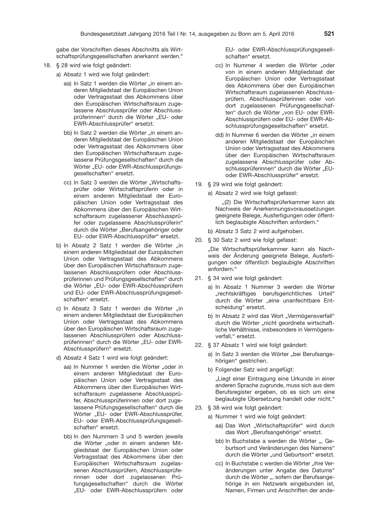 BGBl. 2016, Seite 521 — Originalseite als Abbildung
