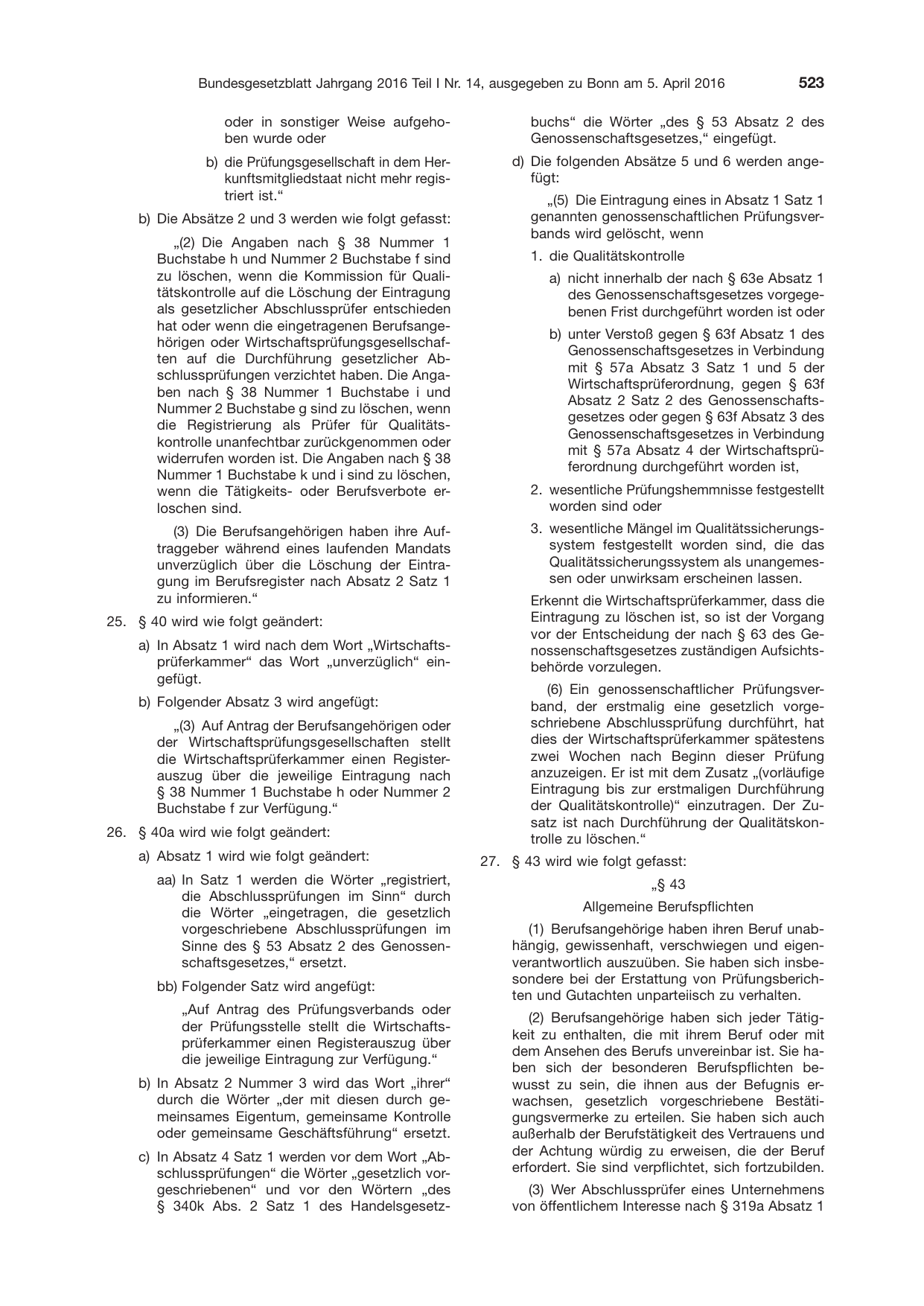 BGBl. 2016, Seite 523 — Originalseite als Abbildung