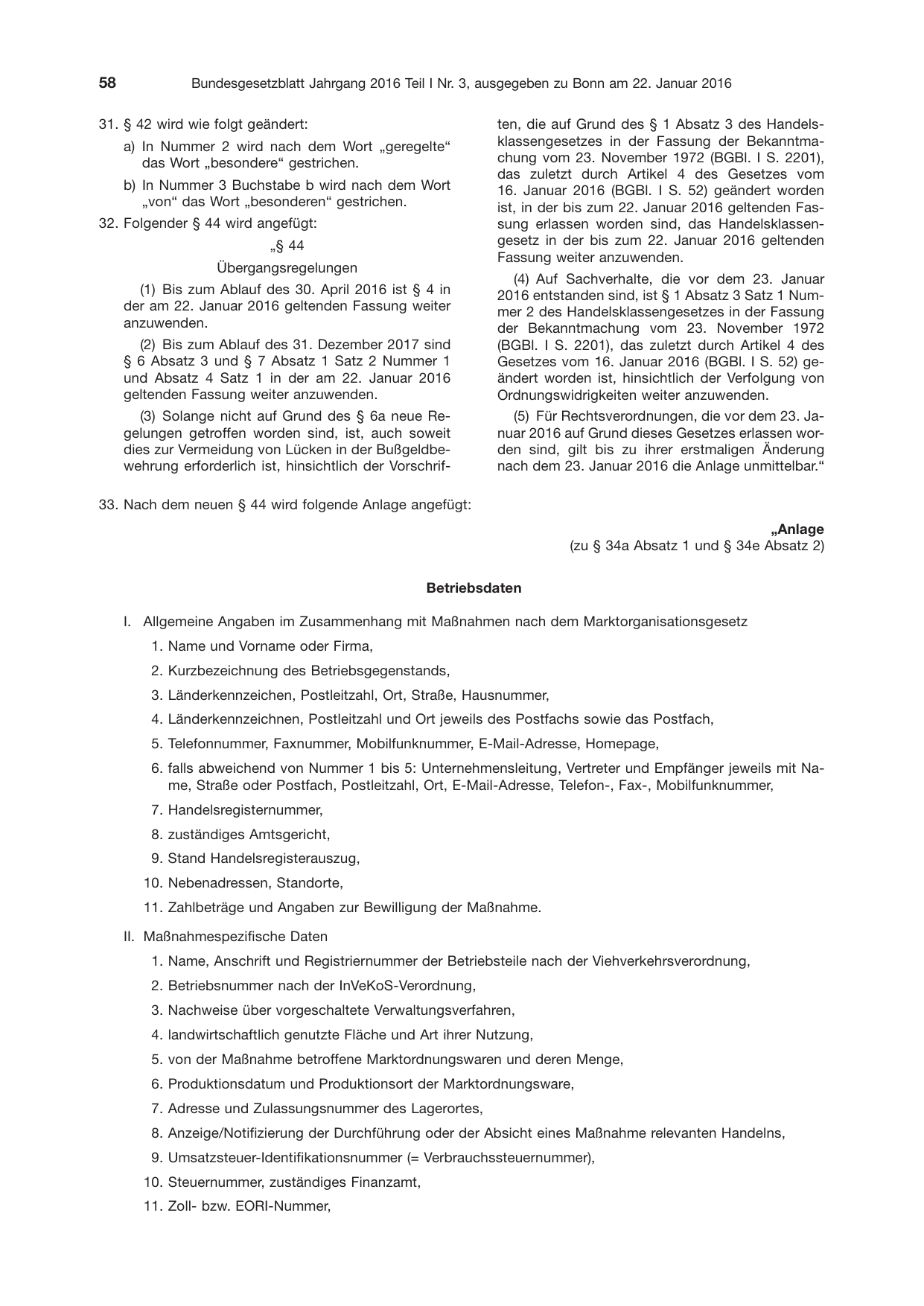 BGBl. 2016, Seite 58 — Originalseite als Abbildung