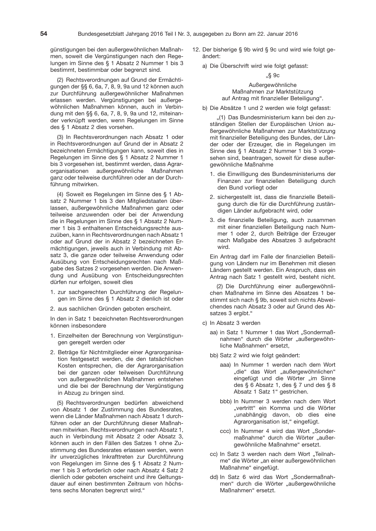 BGBl. 2016, Seite 54 — Originalseite als Abbildung