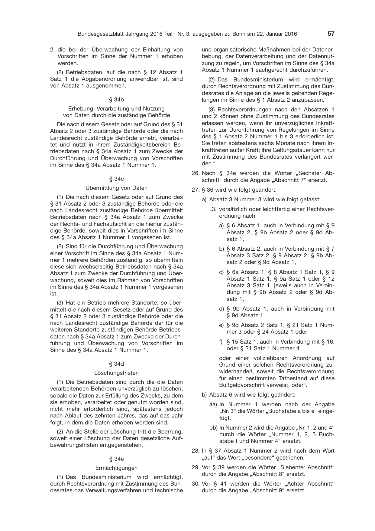 BGBl. 2016, Seite 57 — Originalseite als Abbildung